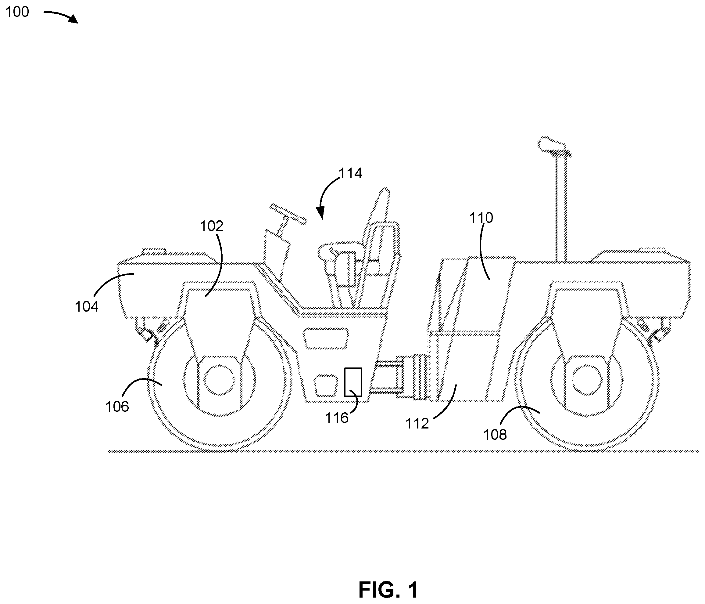 Patent US11815059 — Automatic engine shutdown and starting for an autonomous machine — Figure 1
