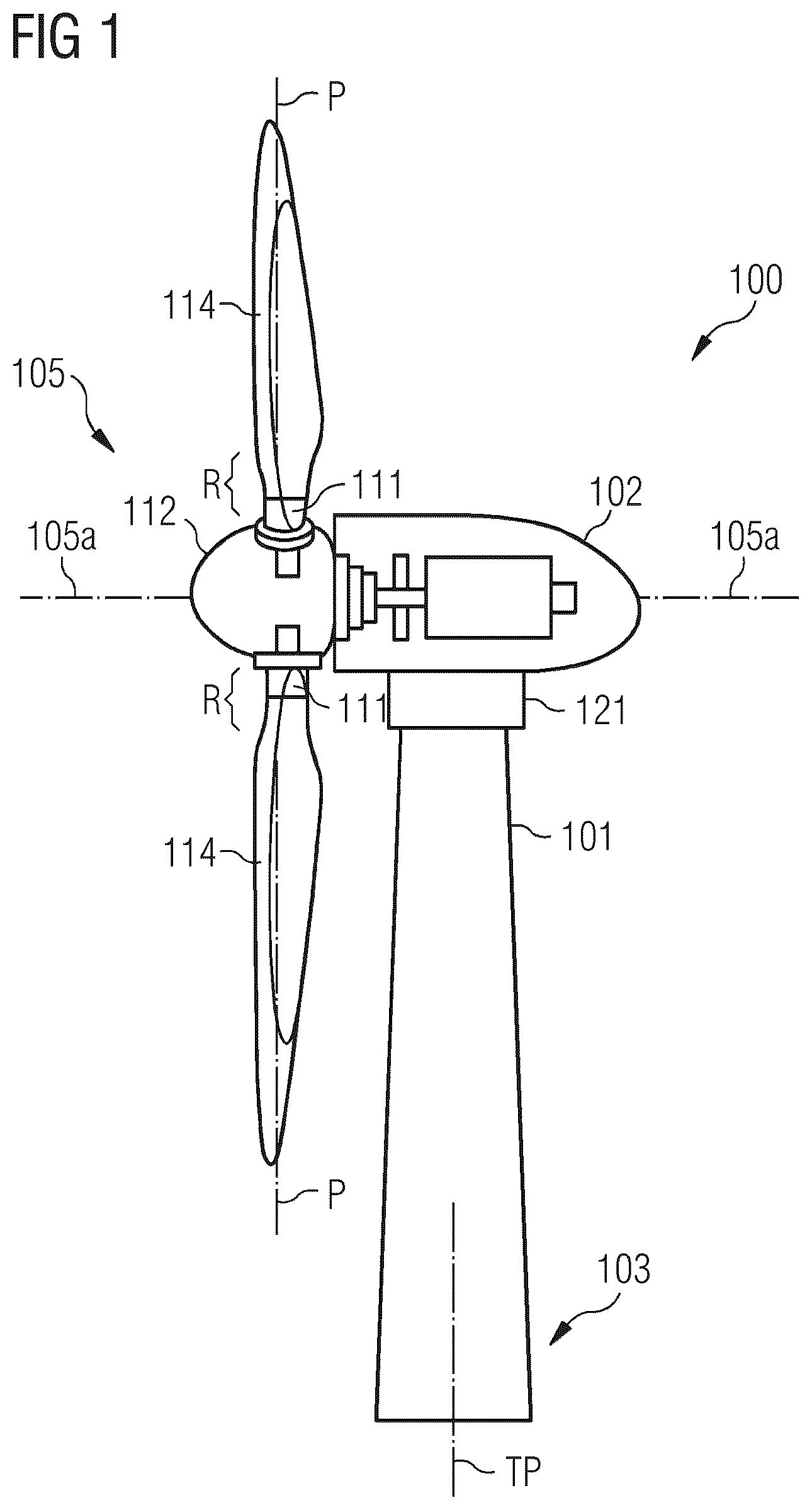 Patent US11815065 — Method and system for detecting a wind gust that affects a wind turbine — Figure 1