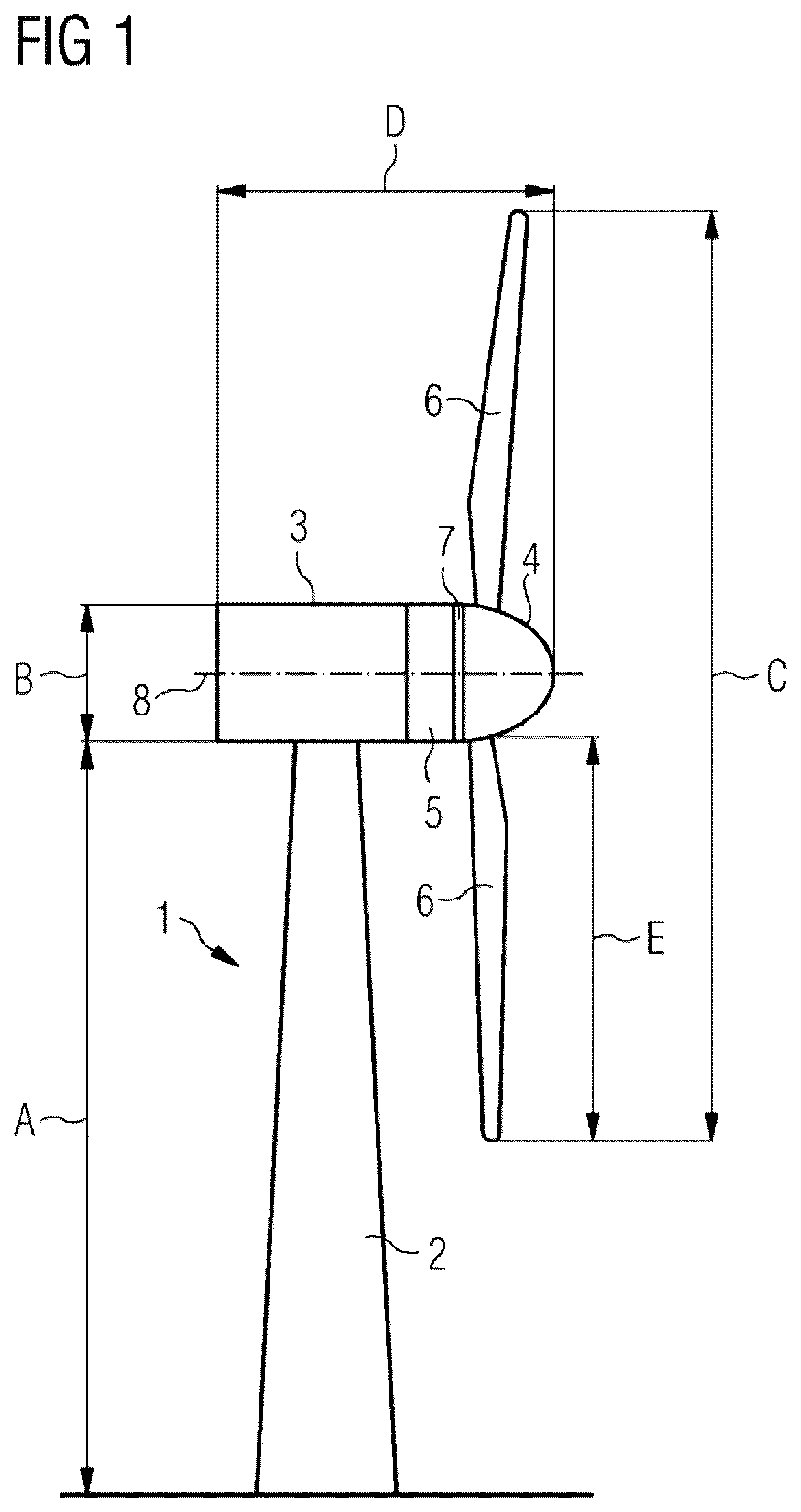 Patent US11815068 — Electrical resonance change in a wind turbine — Figure 1