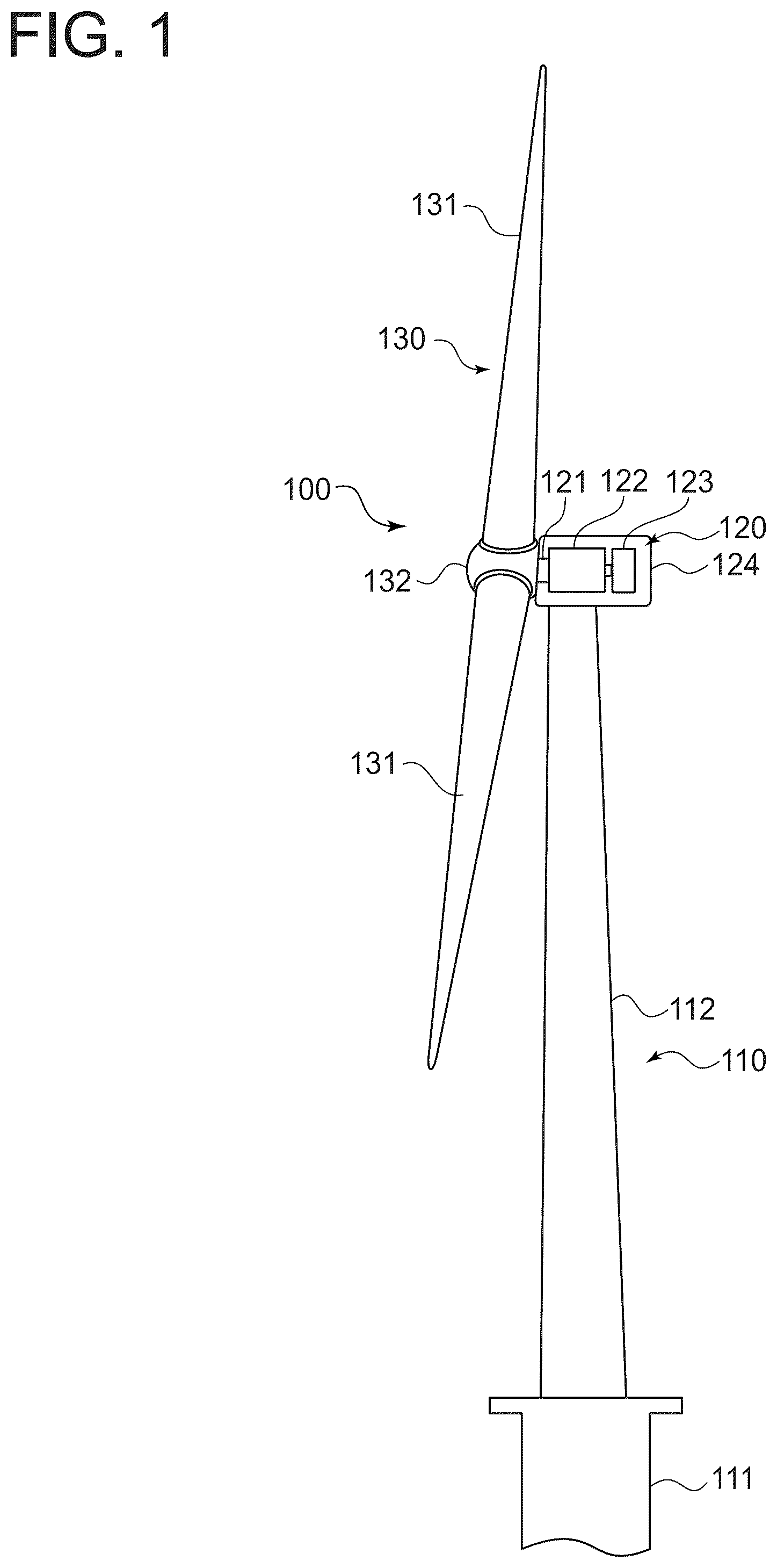 Patent US11815069 — Main bearing replacement method for wind turbine power generation facility — Figure 1