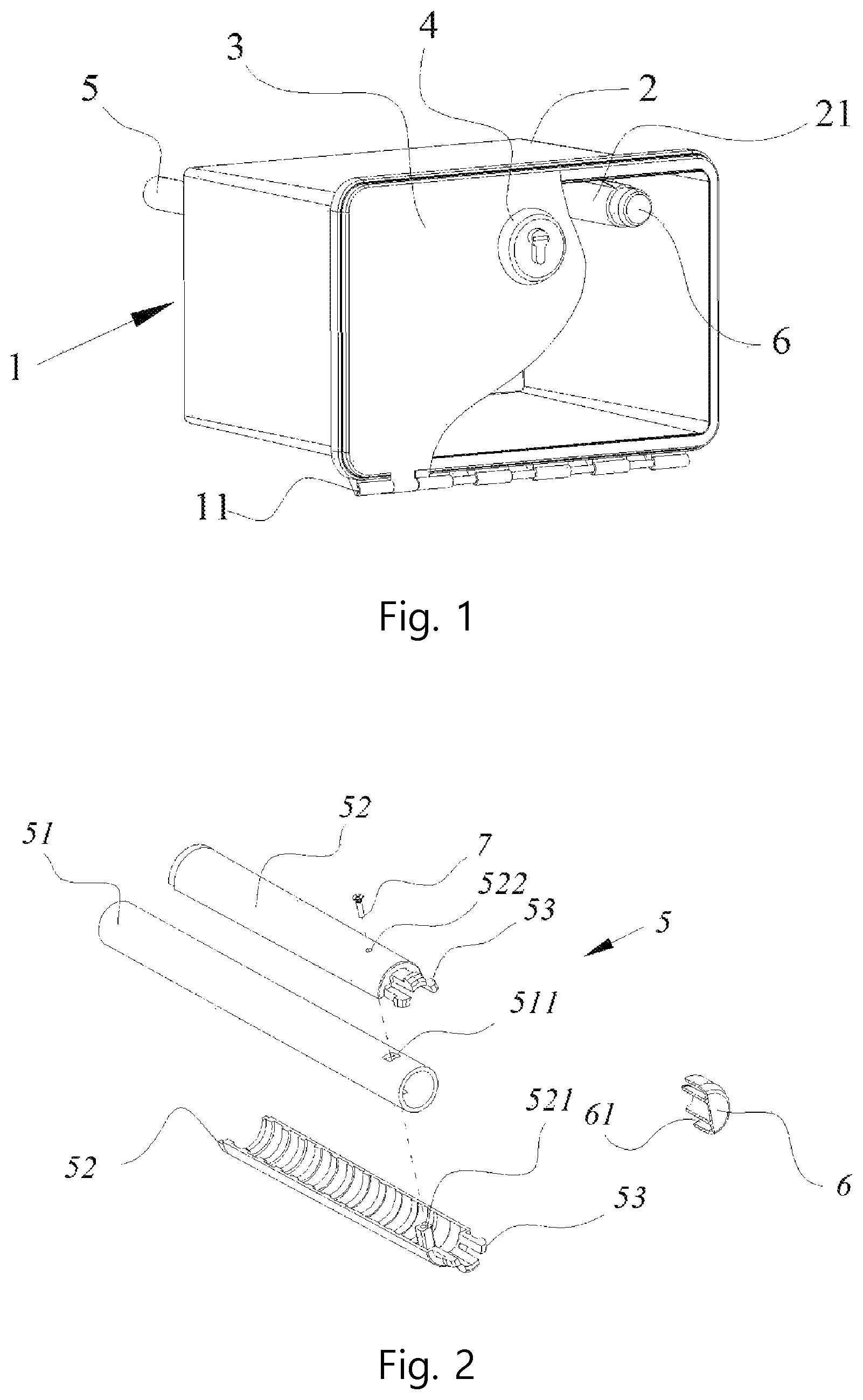 Patent US11815120 — Quick-connection mounting system for the automotive sector and boxes in general — Figure 1