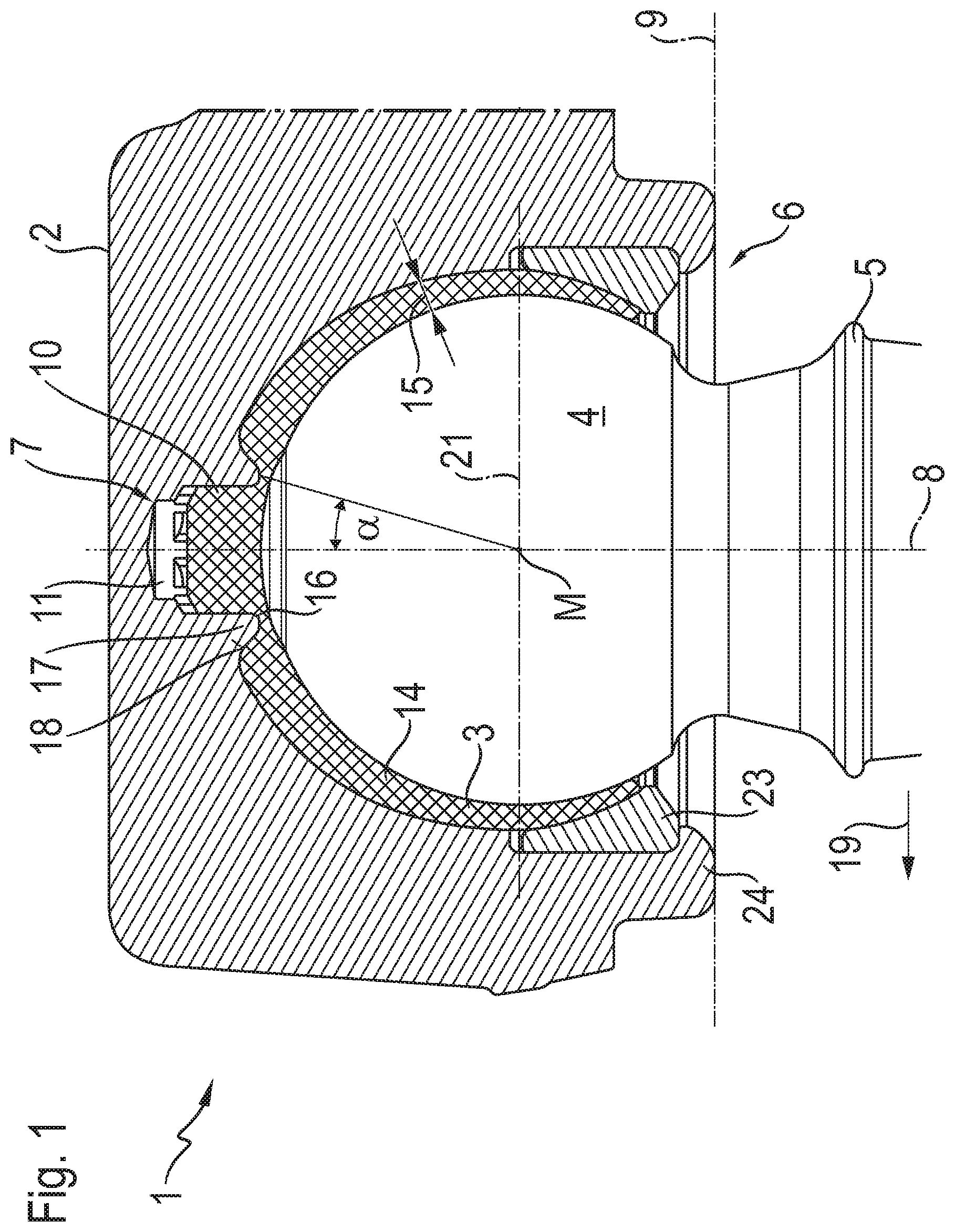 Patent US11815128 — Ball joint — Figure 1