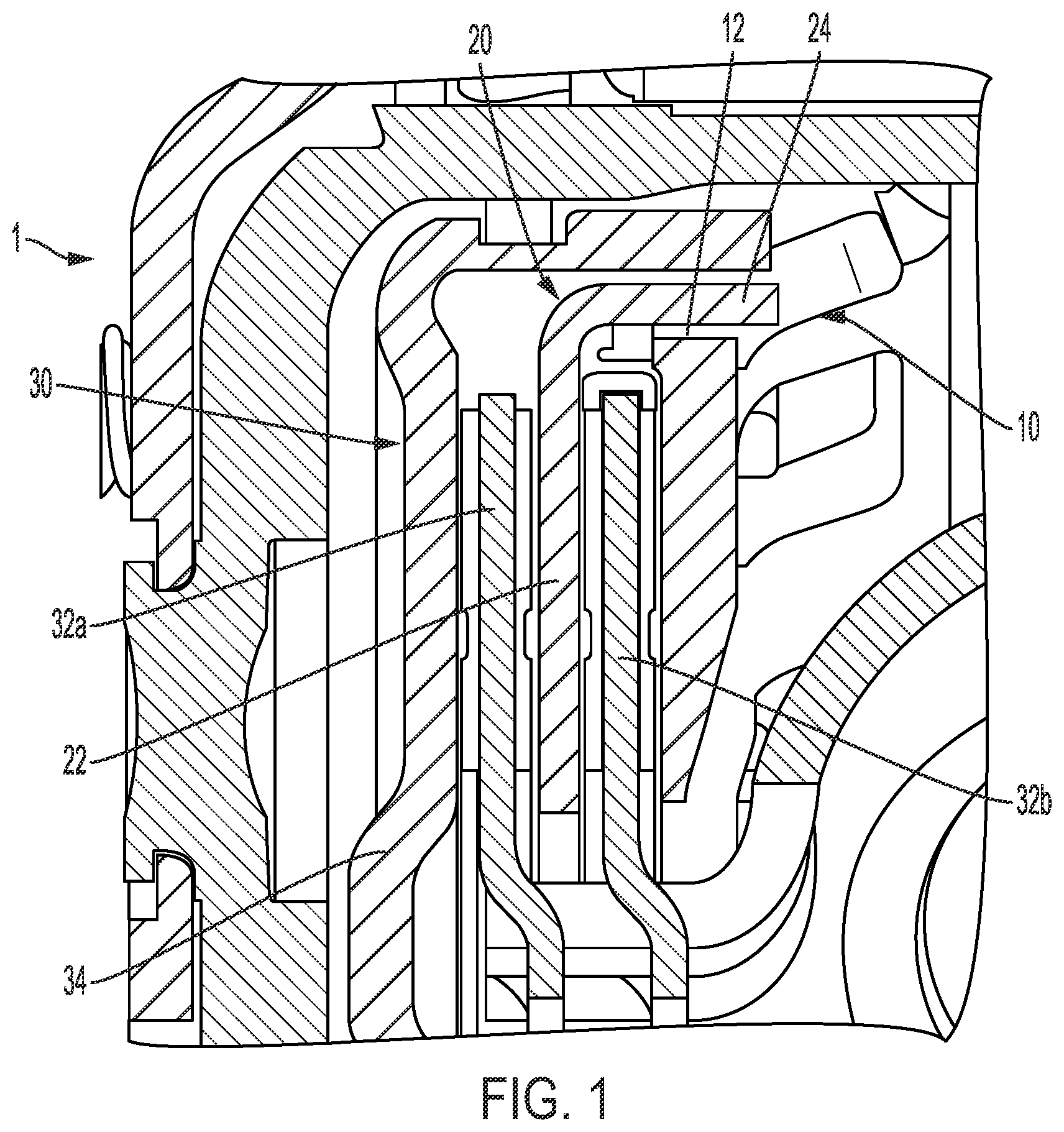 Patent US11815134 — Anti-rattle feature for clutch plate — Figure 1