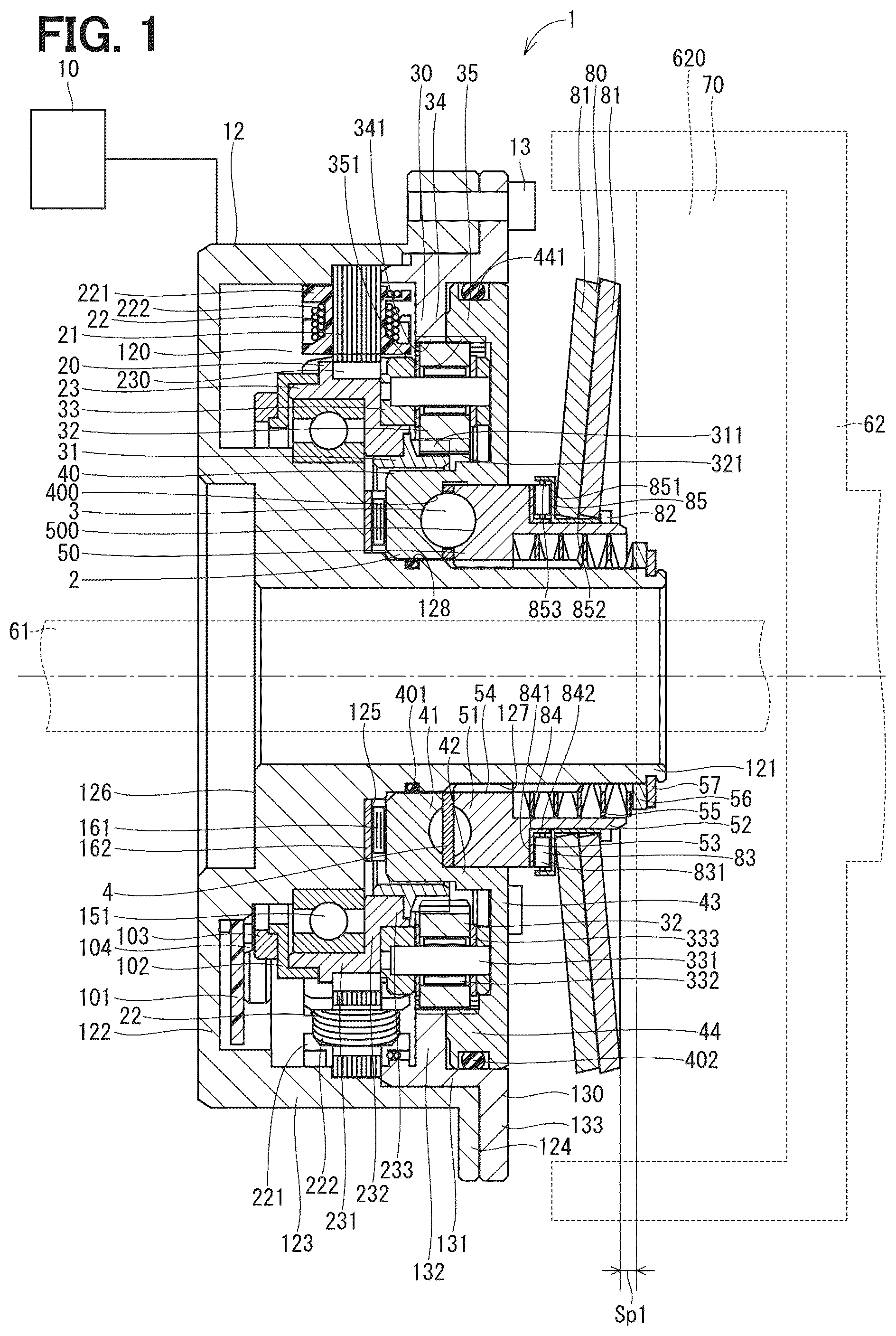 Patent US11815136 — Clutch device — Figure 1