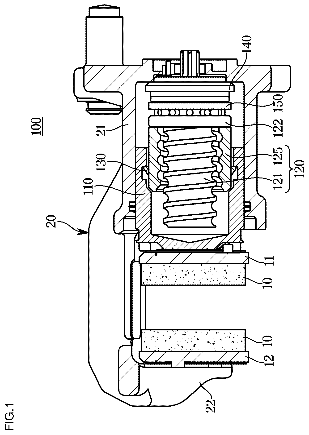 Patent US11815143 Figure 1 – Electromechanical brake