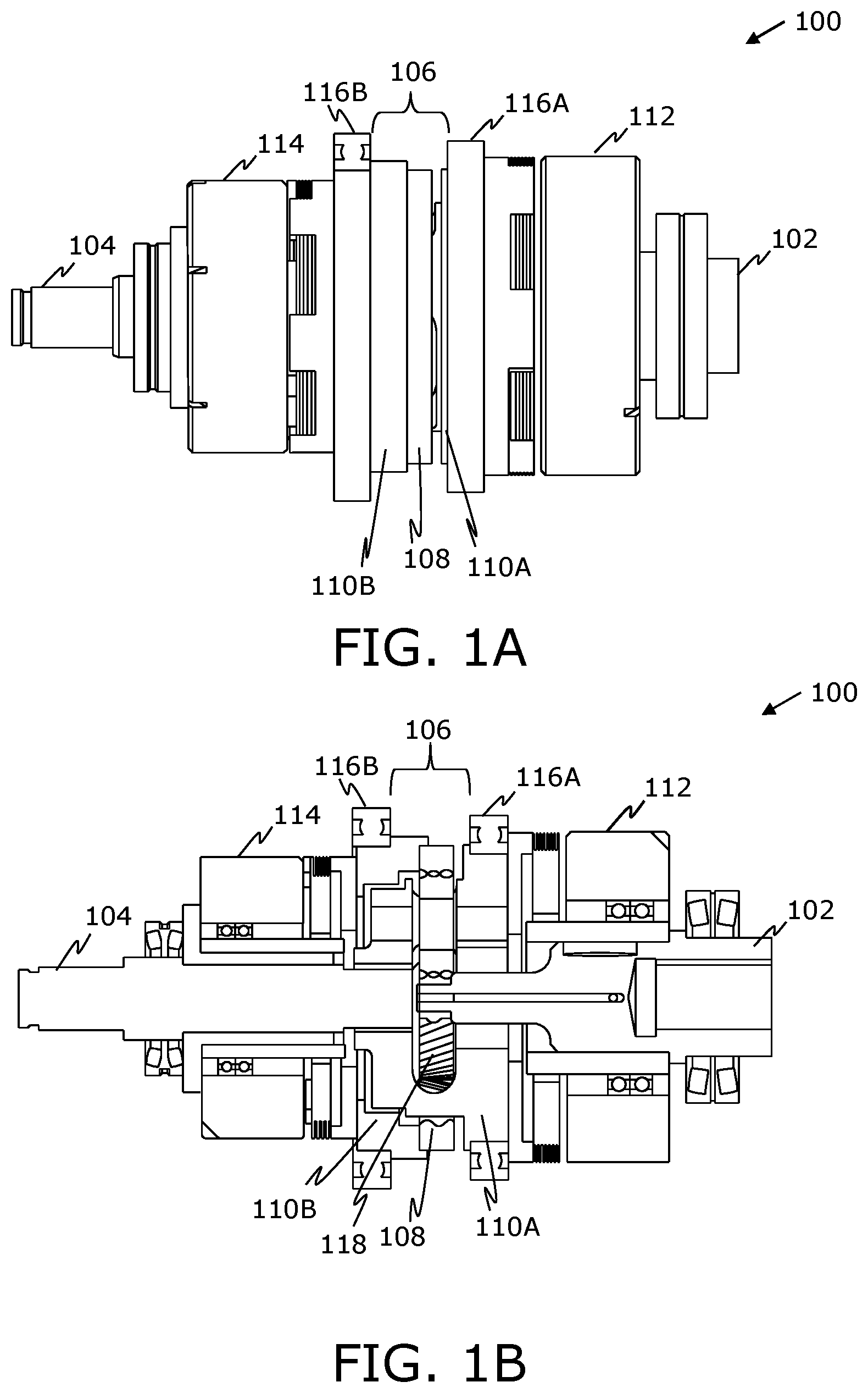 Patent US11815164 — Configurable seamless shift gearbox and electromechanical system — Figure 1