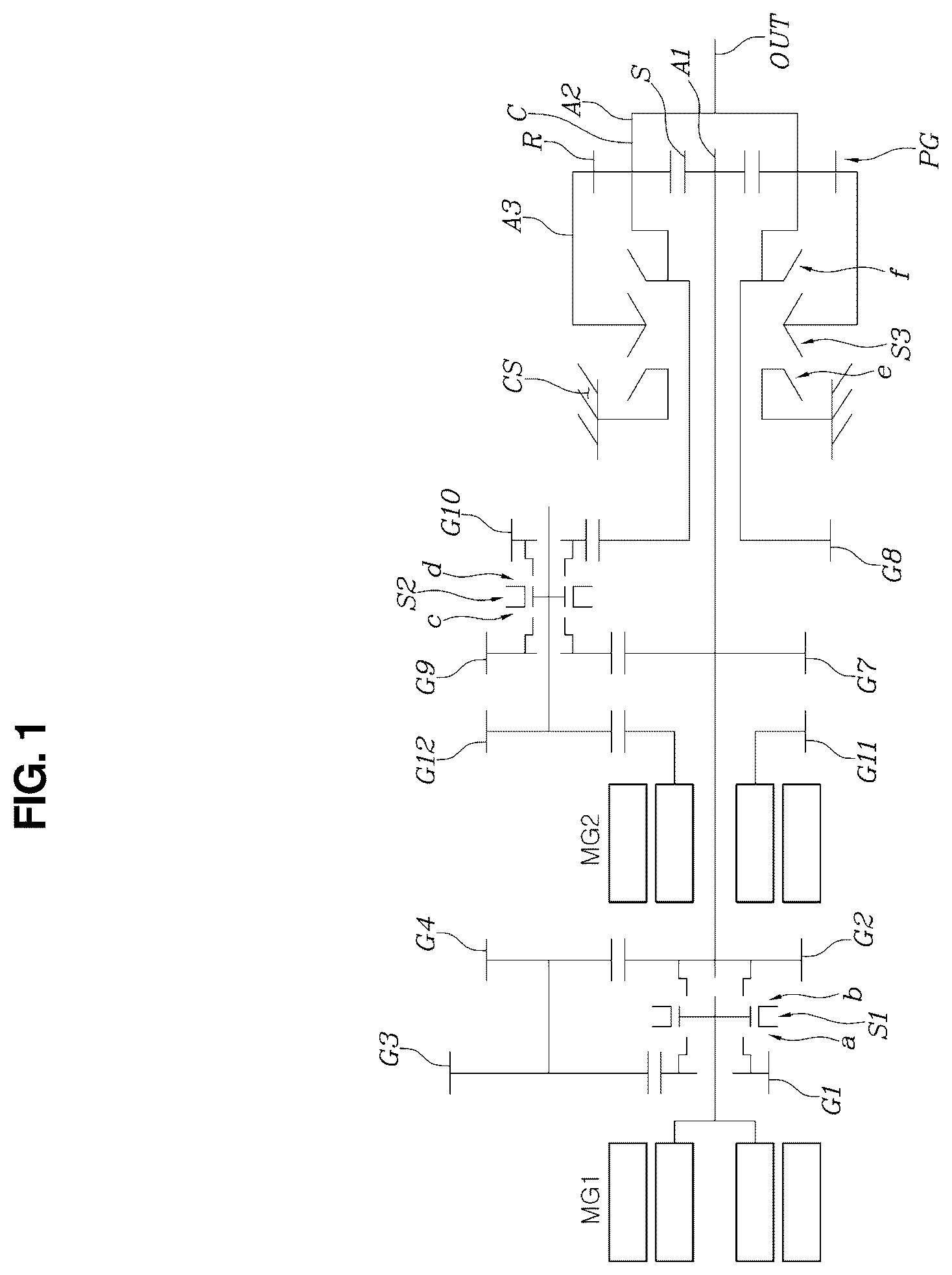 Patent US11815165 — Powertrain for electric vehicle — Figure 1