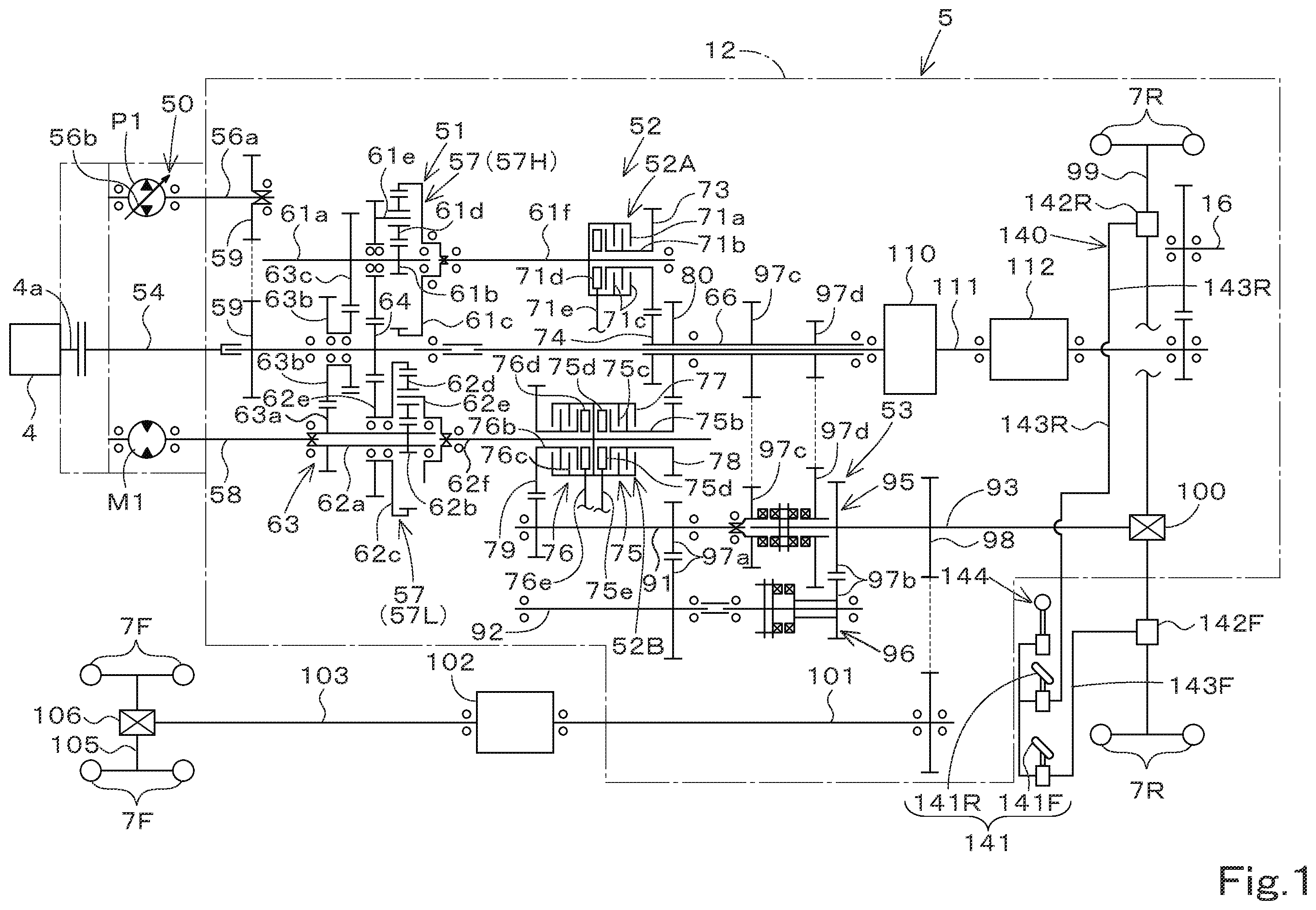 Patent US11815168 — Work vehicle — Figure 1