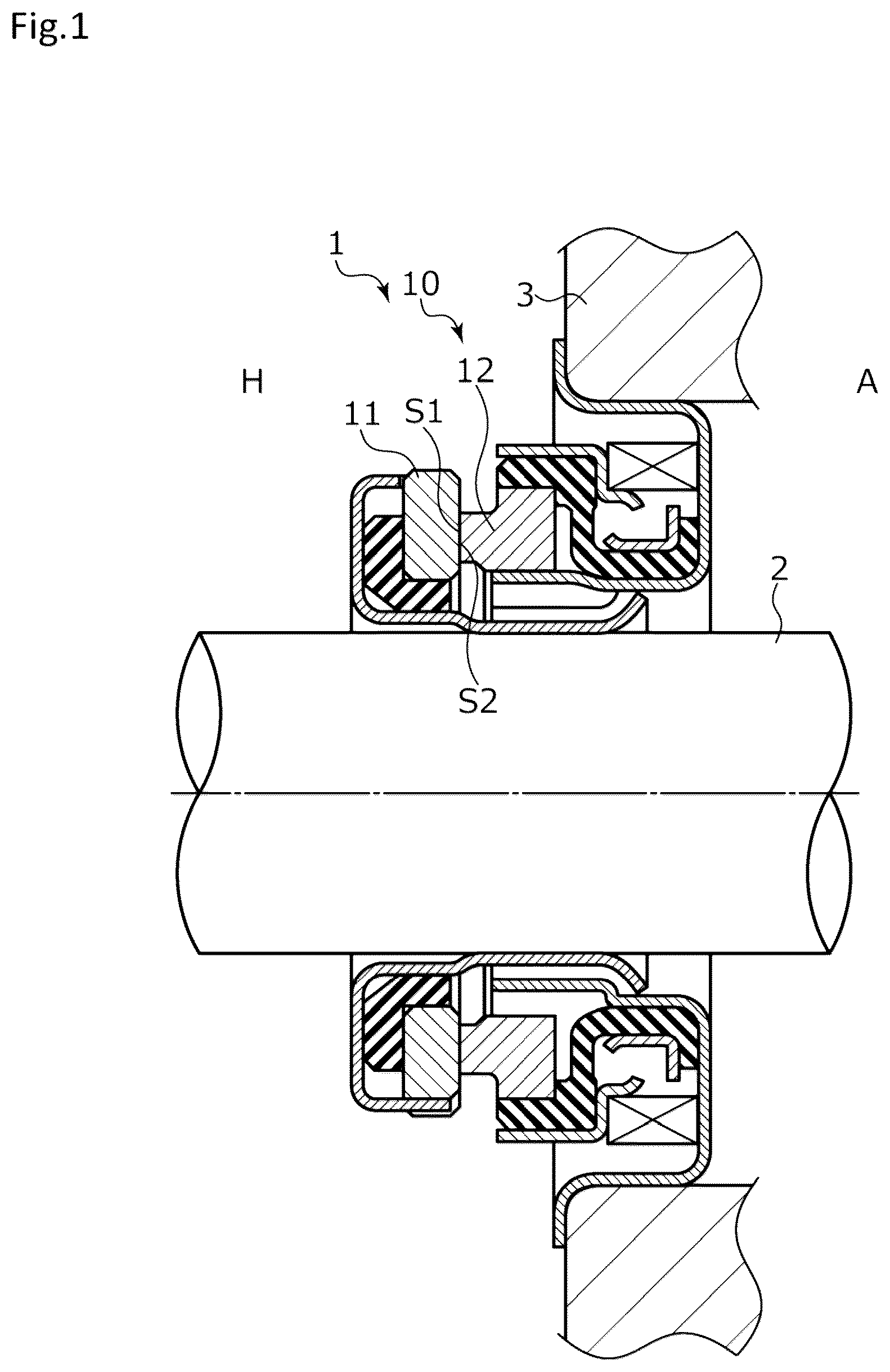 Patent US11815184 — Sliding component — Figure 1