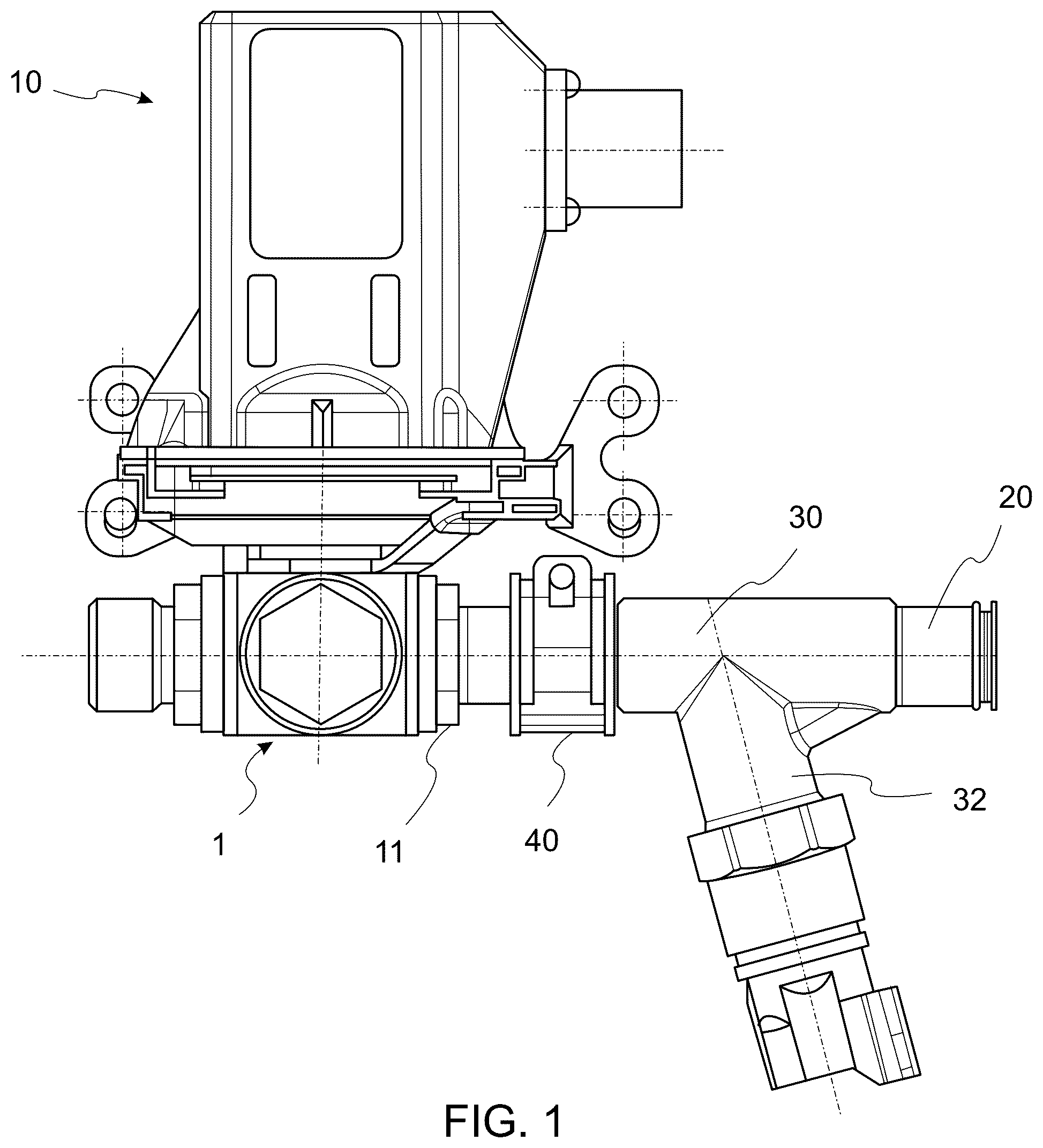 Patent US11815190 — Fluid level sensing assembly for motorised valve — Figure 1