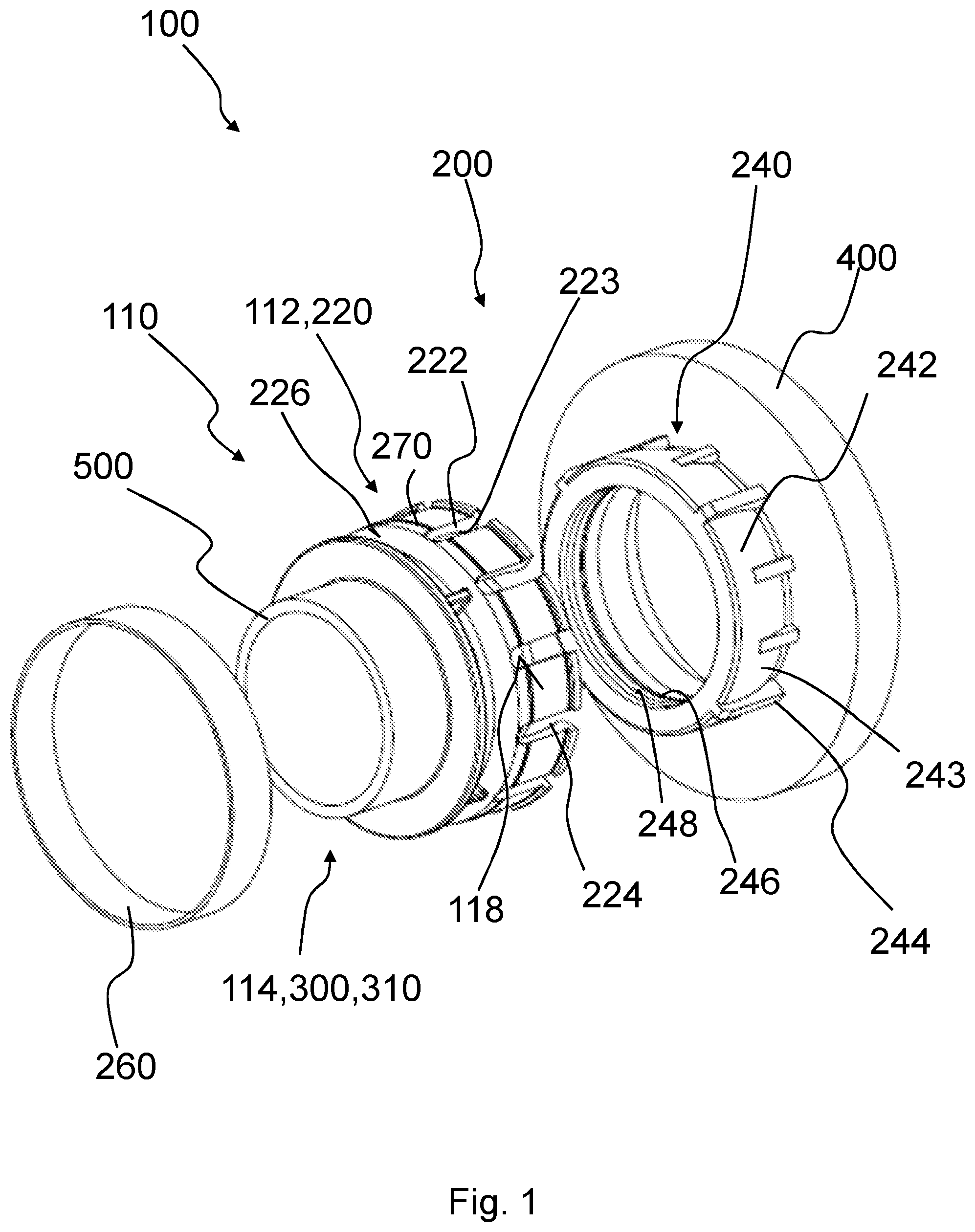 Patent US11815205 — Coupling assembly for pipes — Figure 1