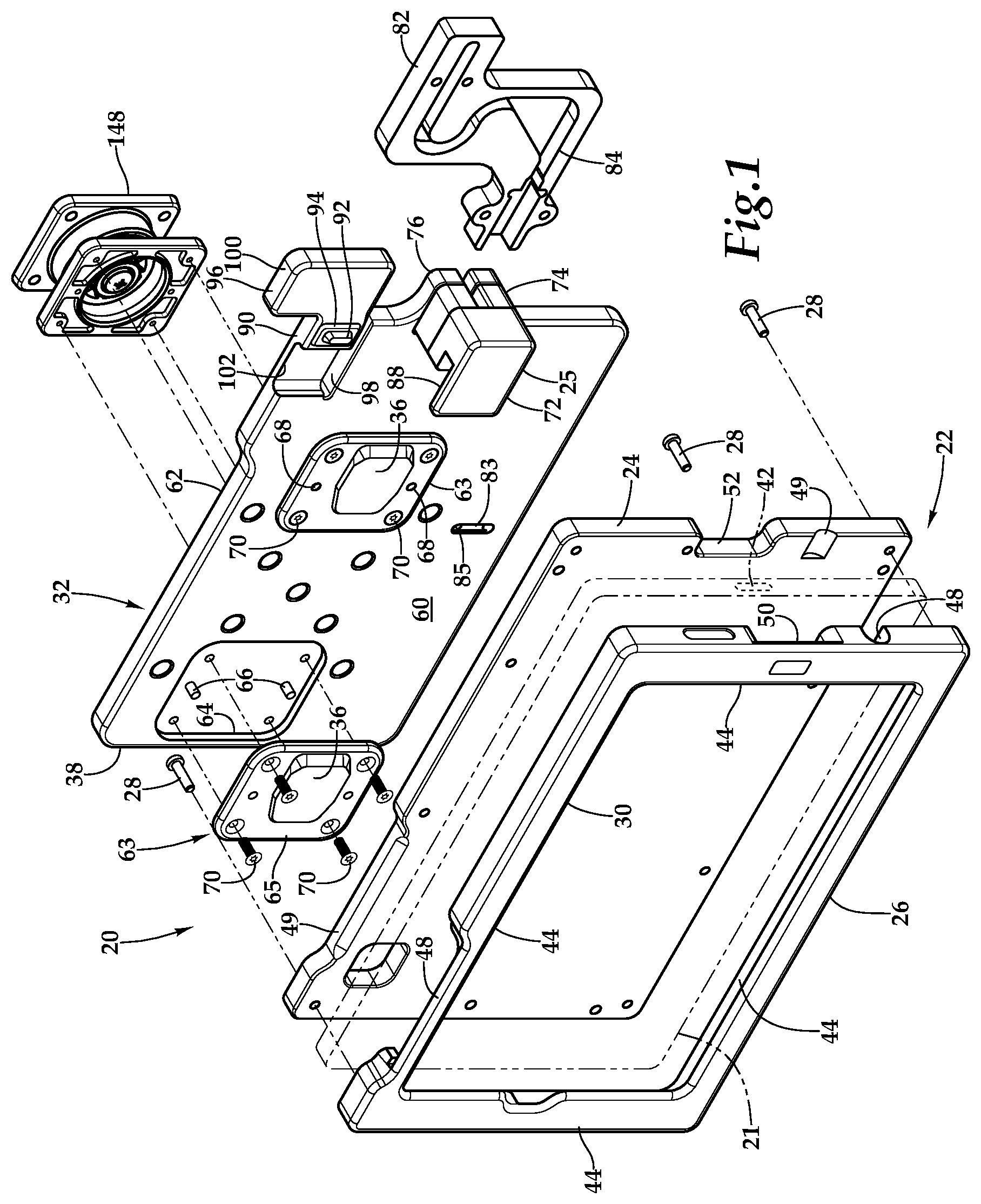Patent US11815224 — Quick connect electronic device mount with knob release — Figure 1
