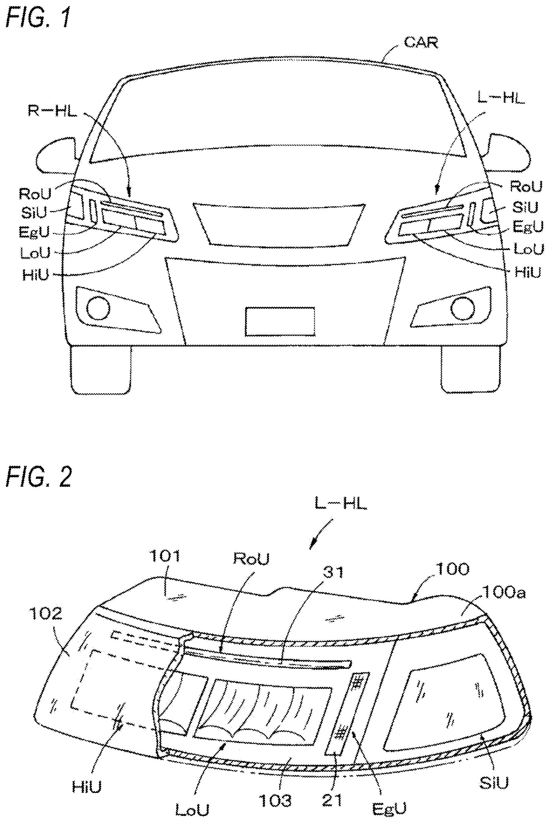 Patent US11815237 — Vehicle lamp having two lamp units with at least one comprising a light guide — Figure 1