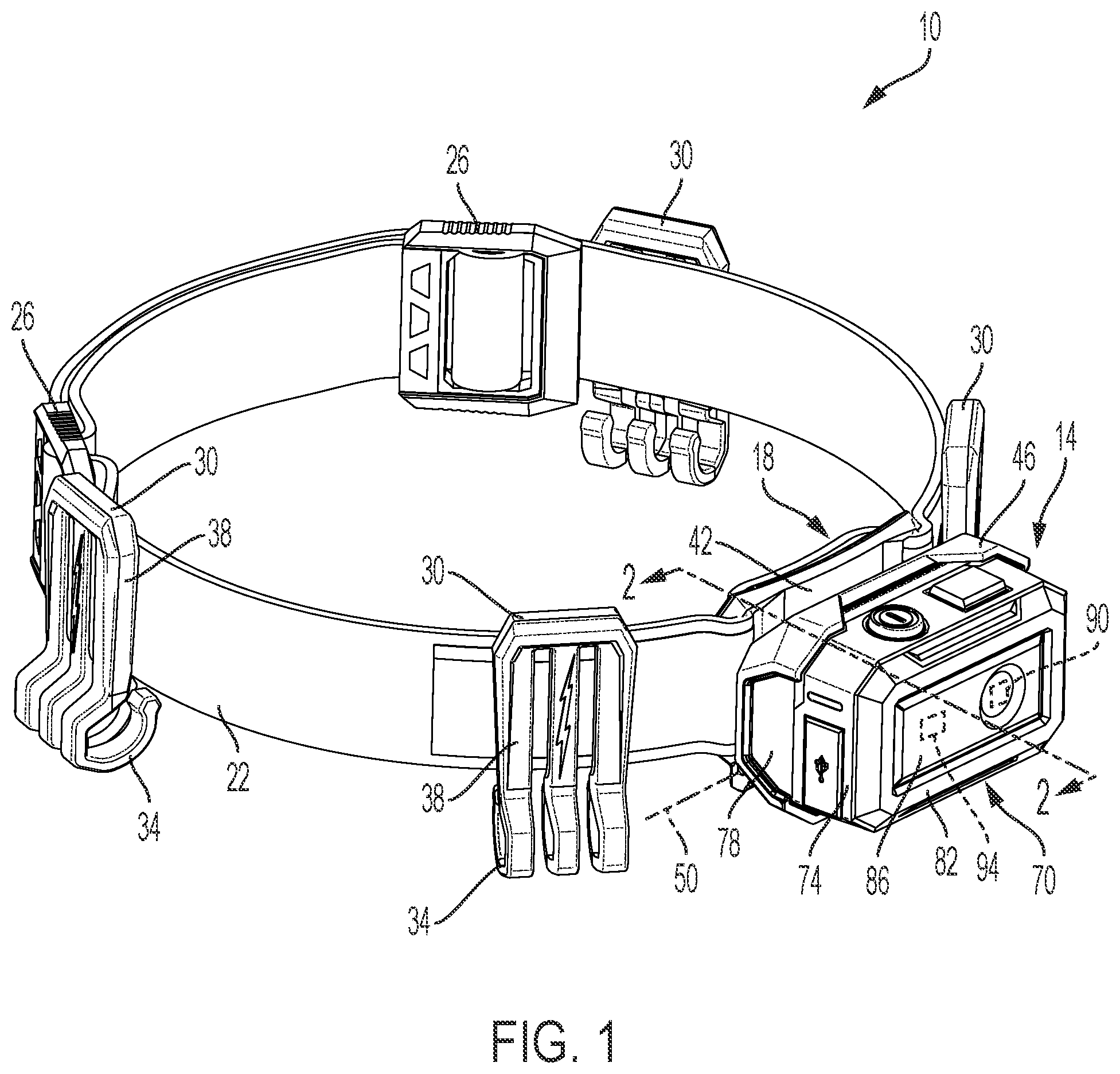 Patent US11815249 Figure 1 – Headlamp with detachable light assembly