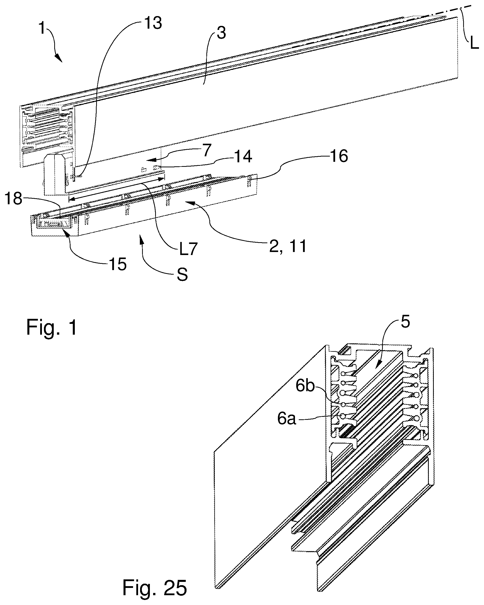 Patent US11815250 — Rail lighting arrangement with coupling unit — Figure 1
