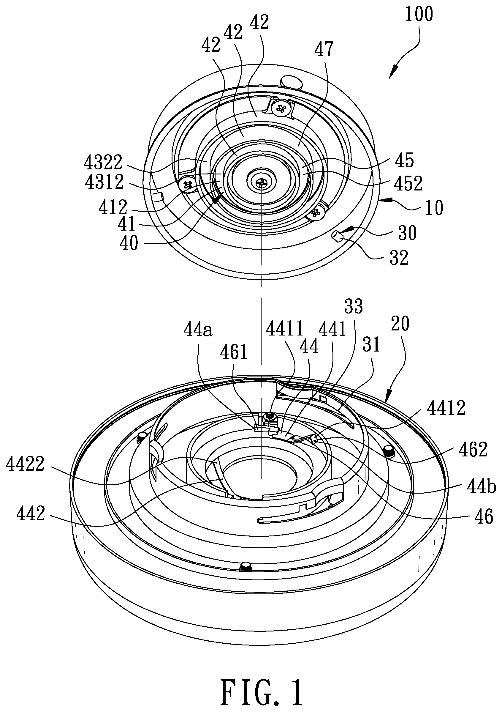 Patent US11815256 Figure 1 – Ceiling fan light structure