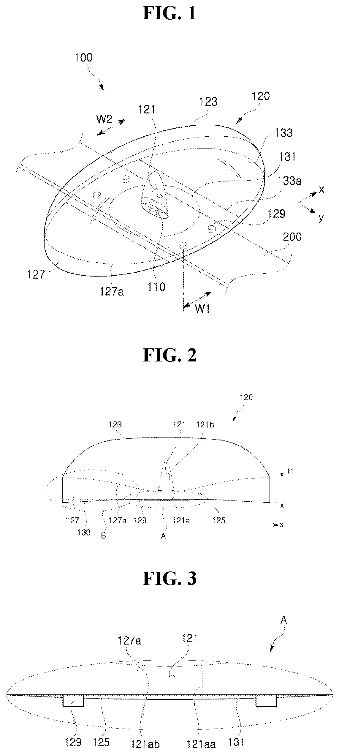 Patent US11815258 — Light emitting module and lens — Figure 1