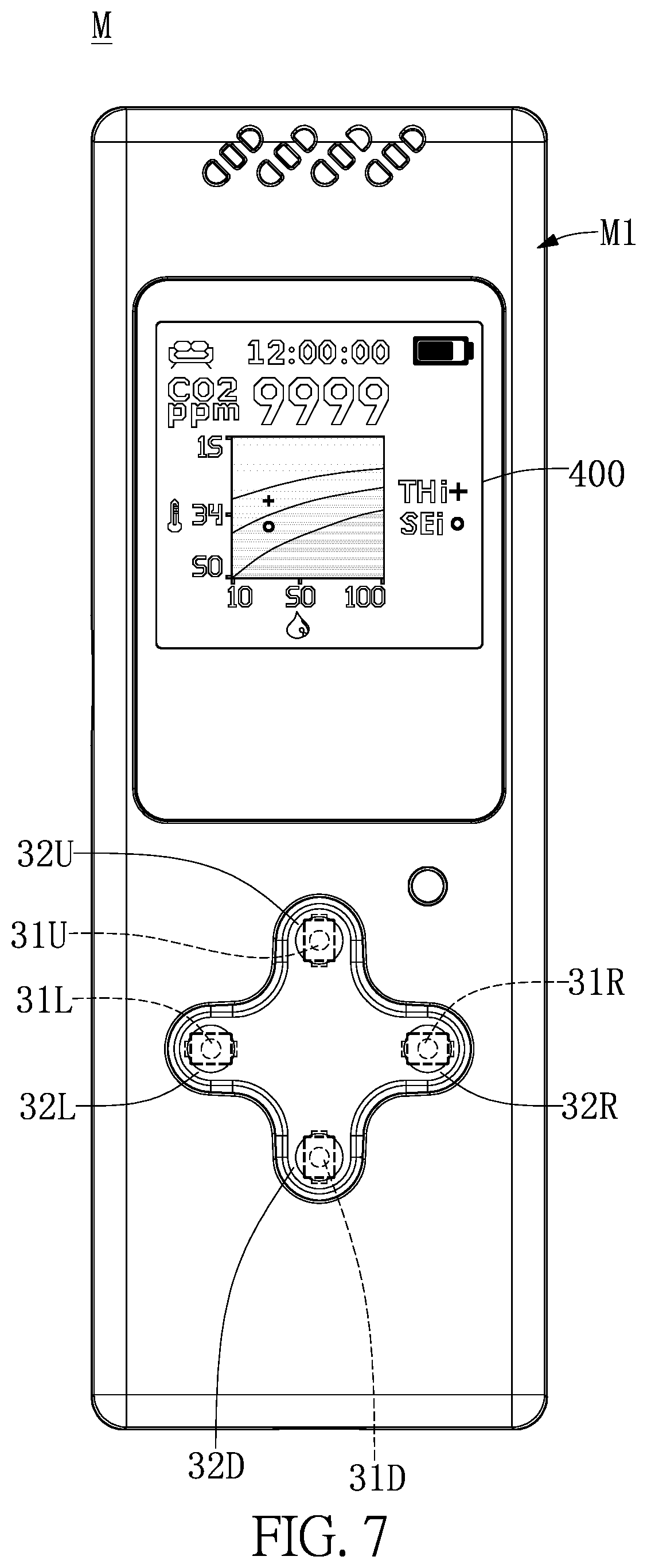 Patent US11815275 Figure 7 – Portable electronic device for providing graphical information obtained by combining temperature humidity index with comfortability index