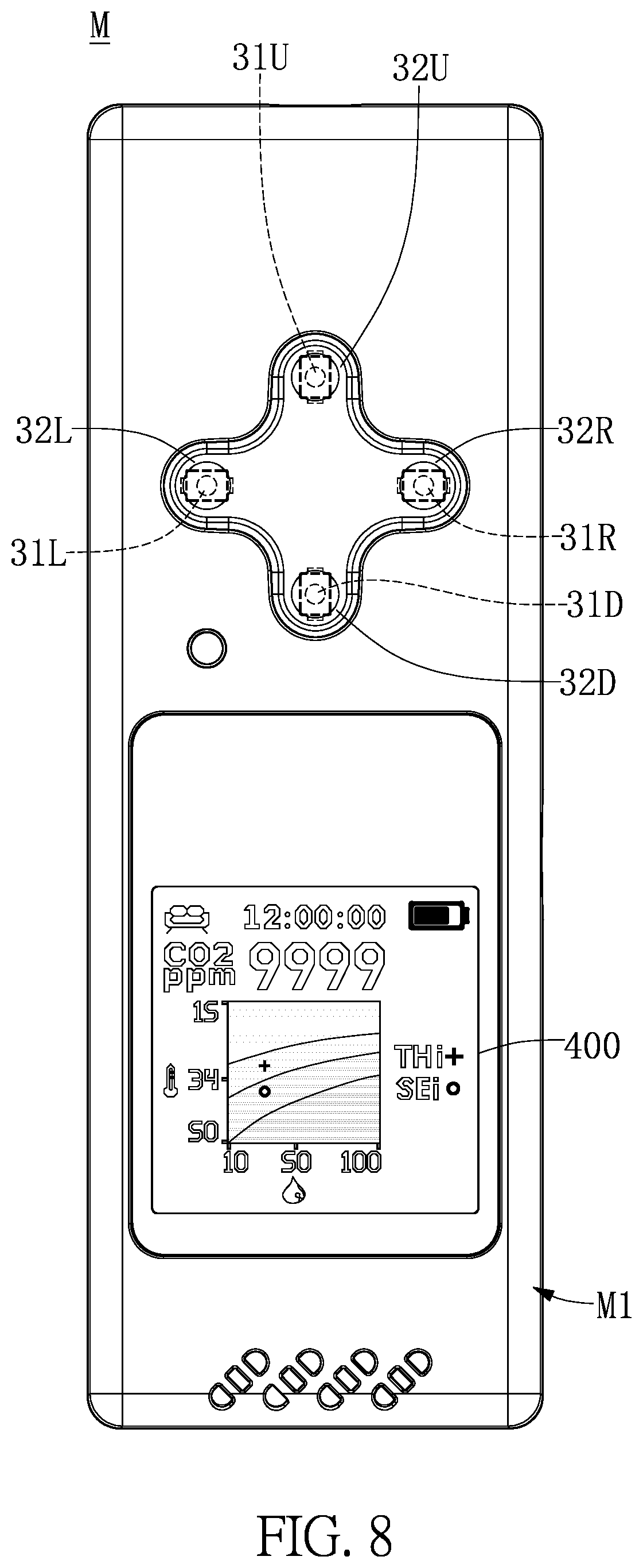 Patent US11815275 Figure 8 – Portable electronic device for providing graphical information obtained by combining temperature humidity index with comfortability index