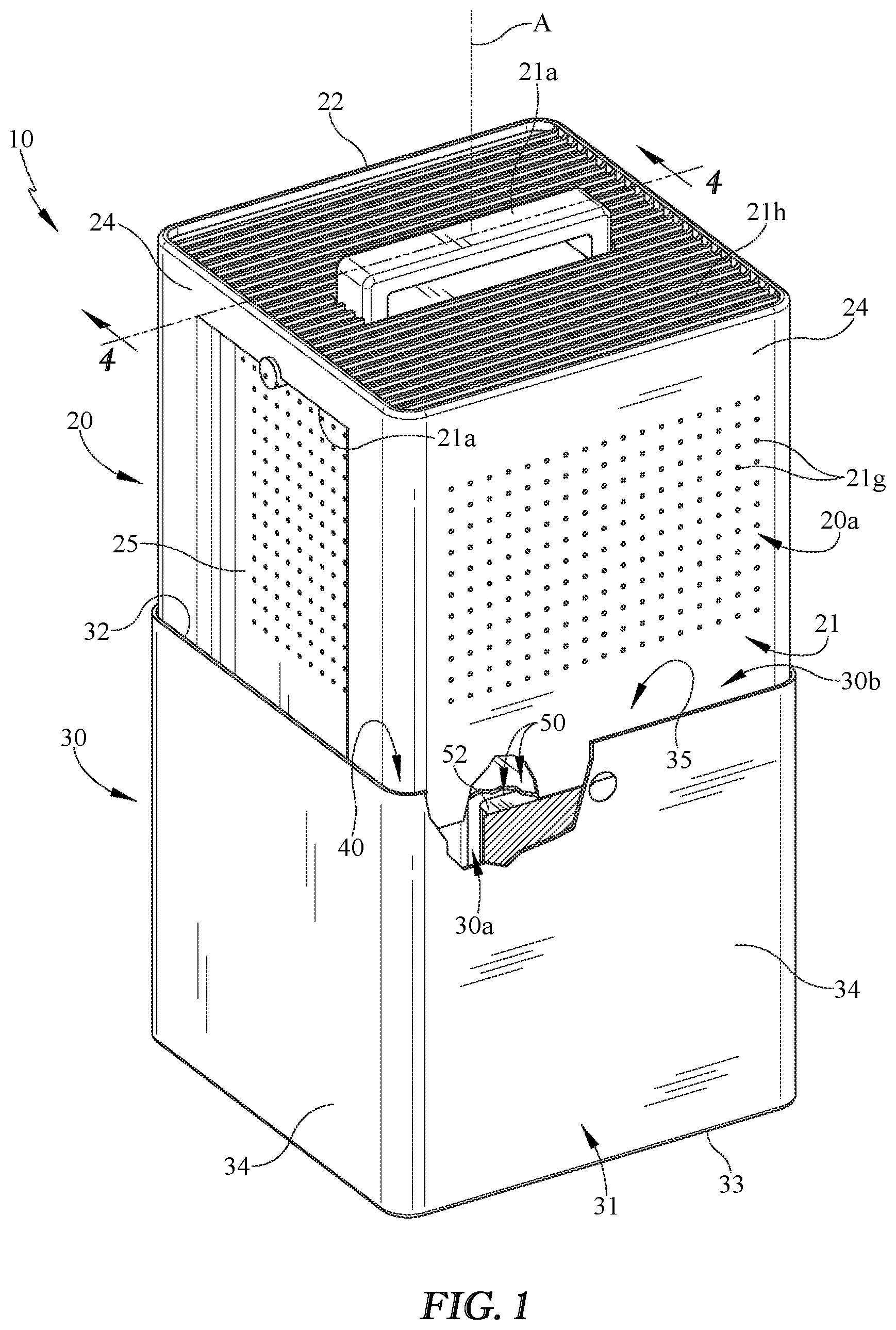 Patent US11815284 — Dehumidifier with condensate tank — Figure 1