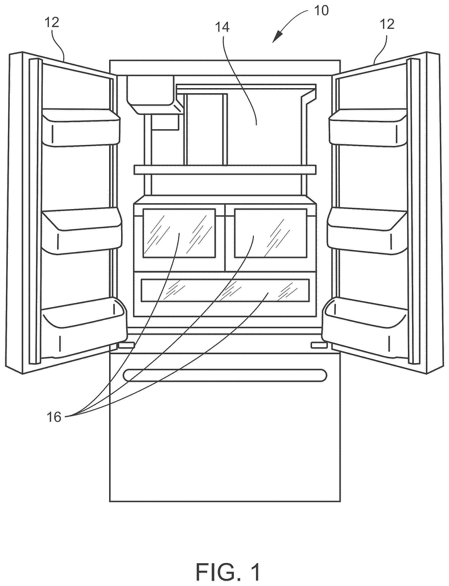 Patent US11815303 — Multi-select single refrigerating appliance drawer — Figure 1