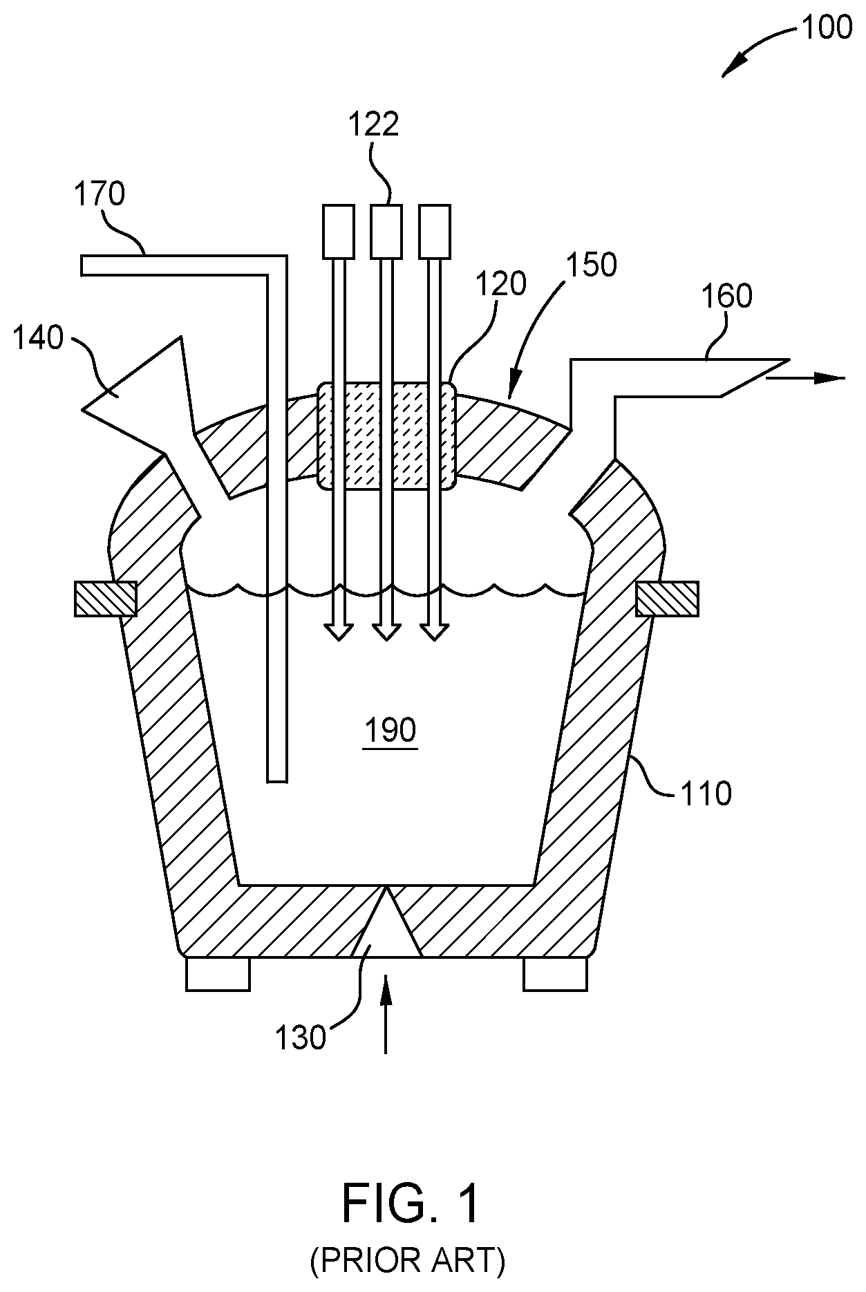 Patent US11815313 — Metallurgical furnace having an integrated off-gas hood — Figure 1
