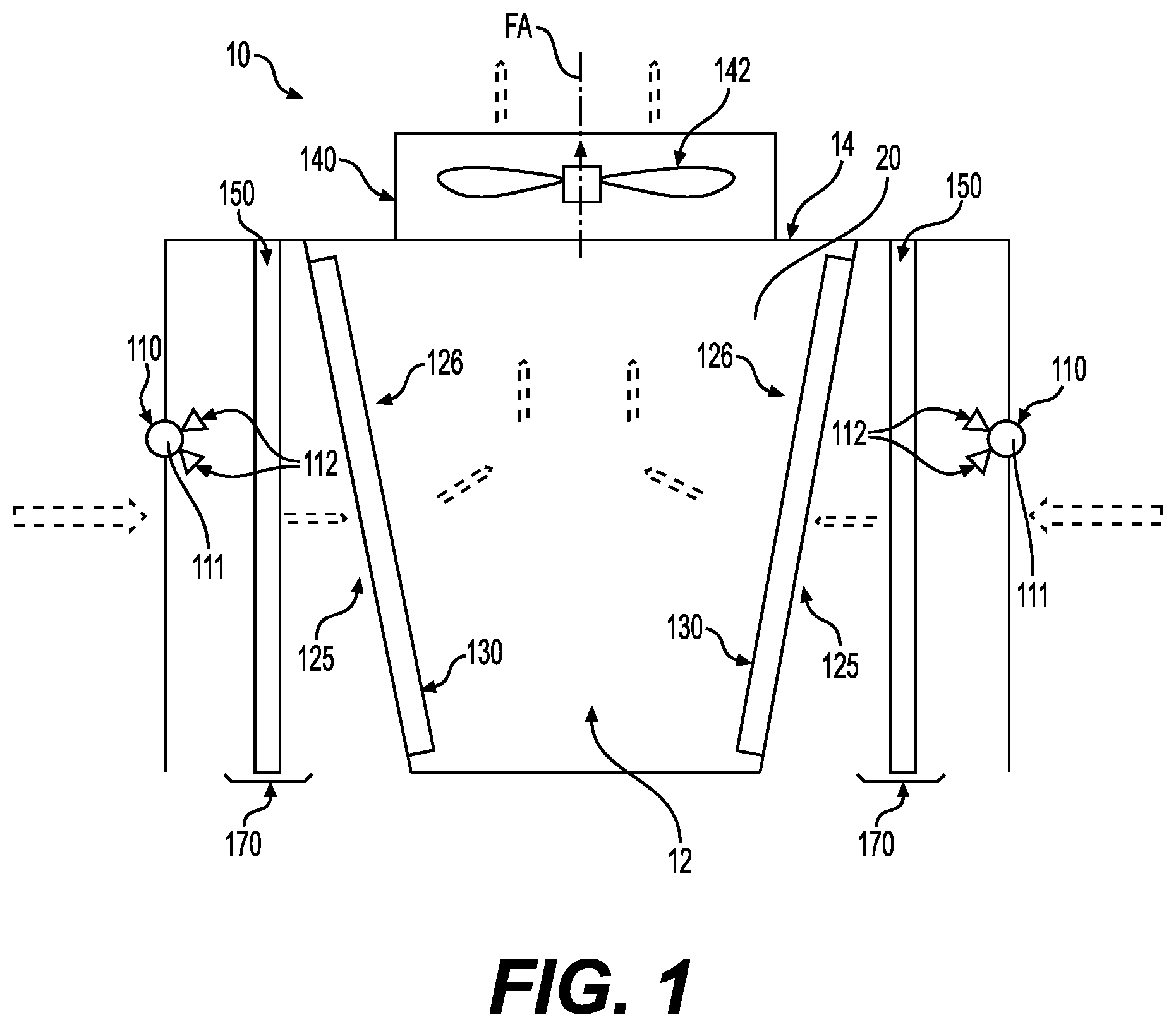Patent US11815319 Figure 1 – Heat exchanger system having a mesh panel