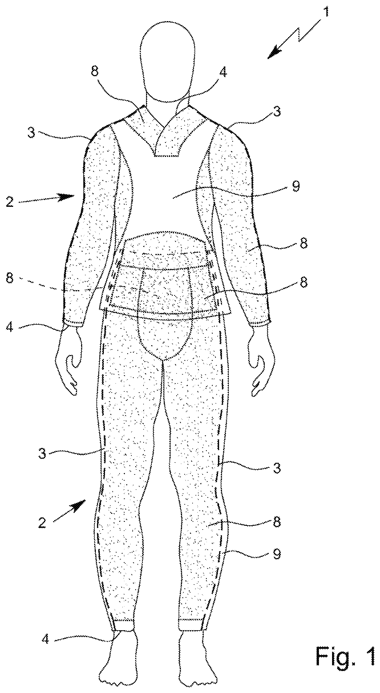 Patent US11815336 — Protective clothing unit and use thereof — Figure 1