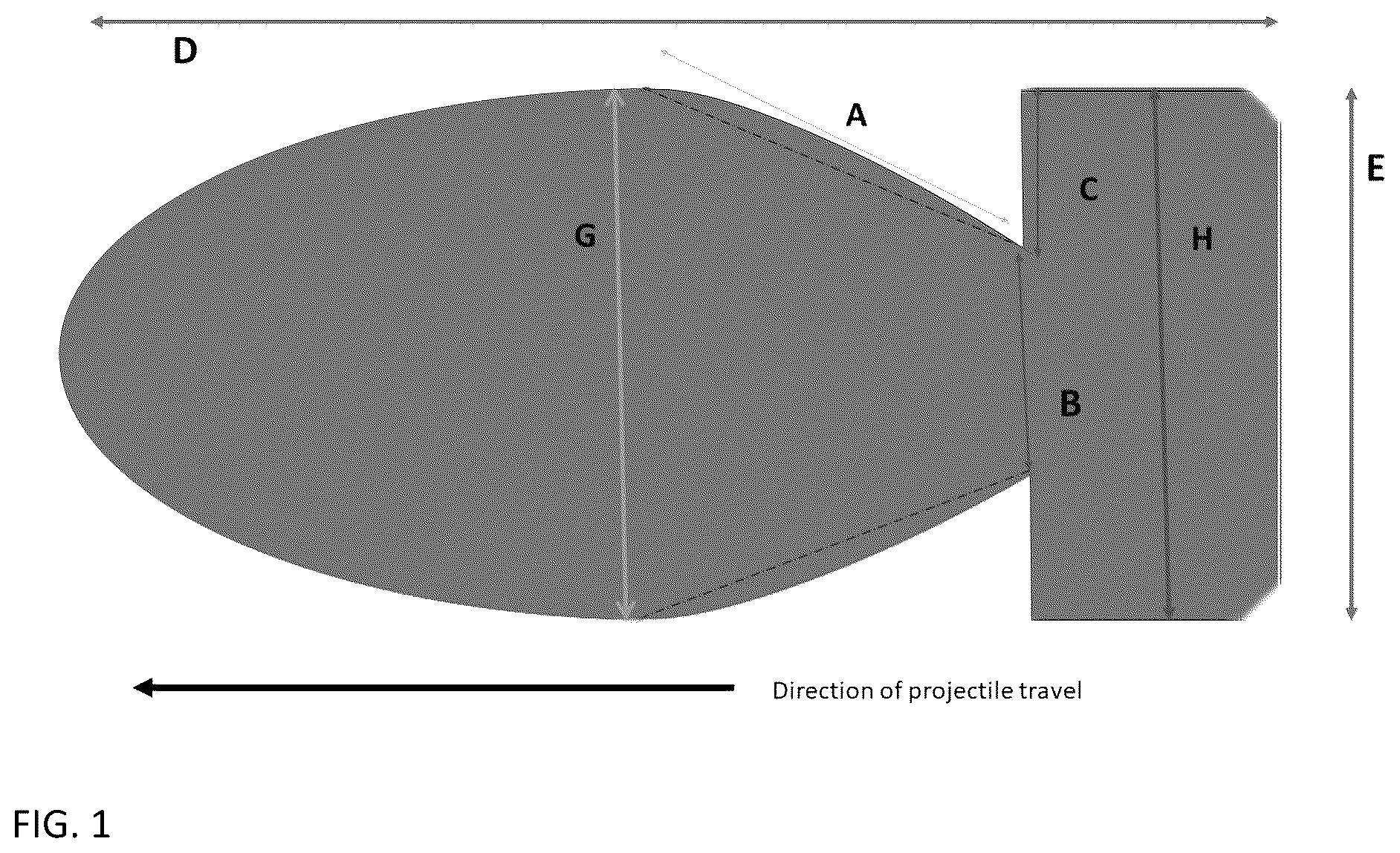 Patent US11815341 — Deep groove projectile with leading convex surface followed by abrupt angle surface — Figure 1