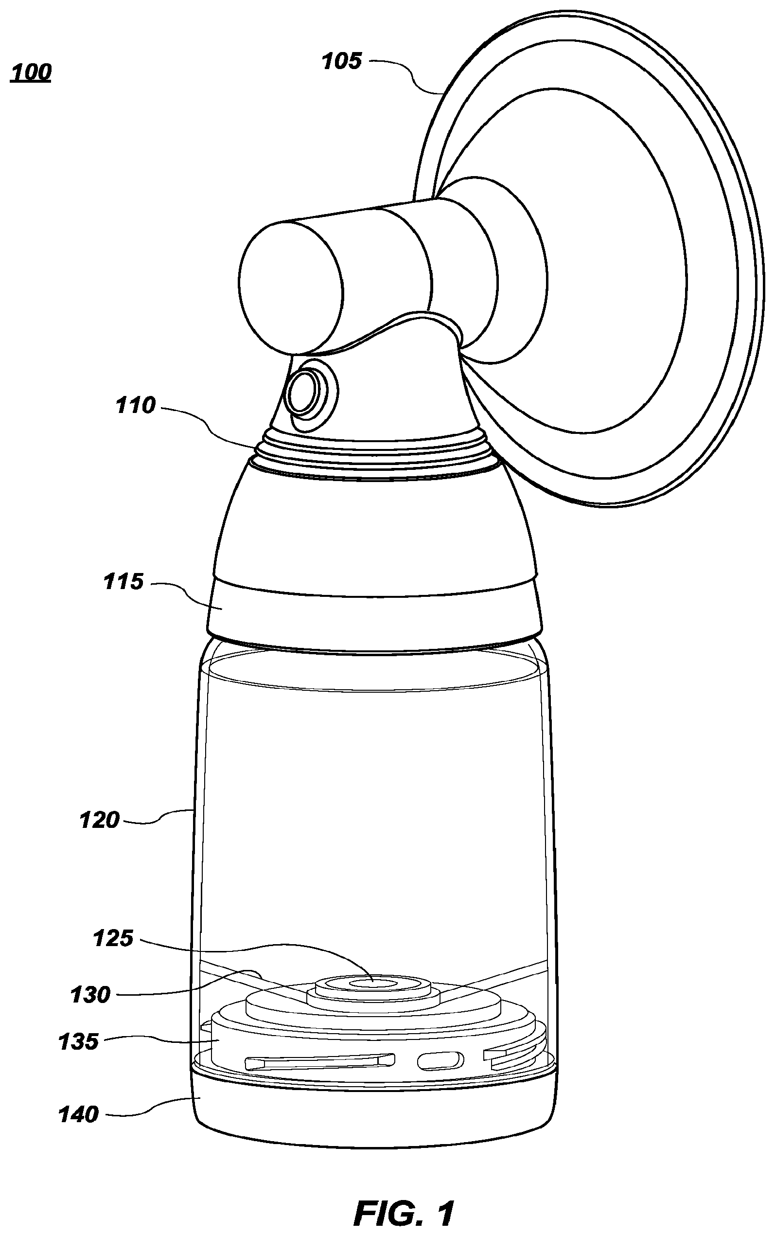Patent US11815383 — Pressure based volume sensor for liquid receptacle — Figure 1