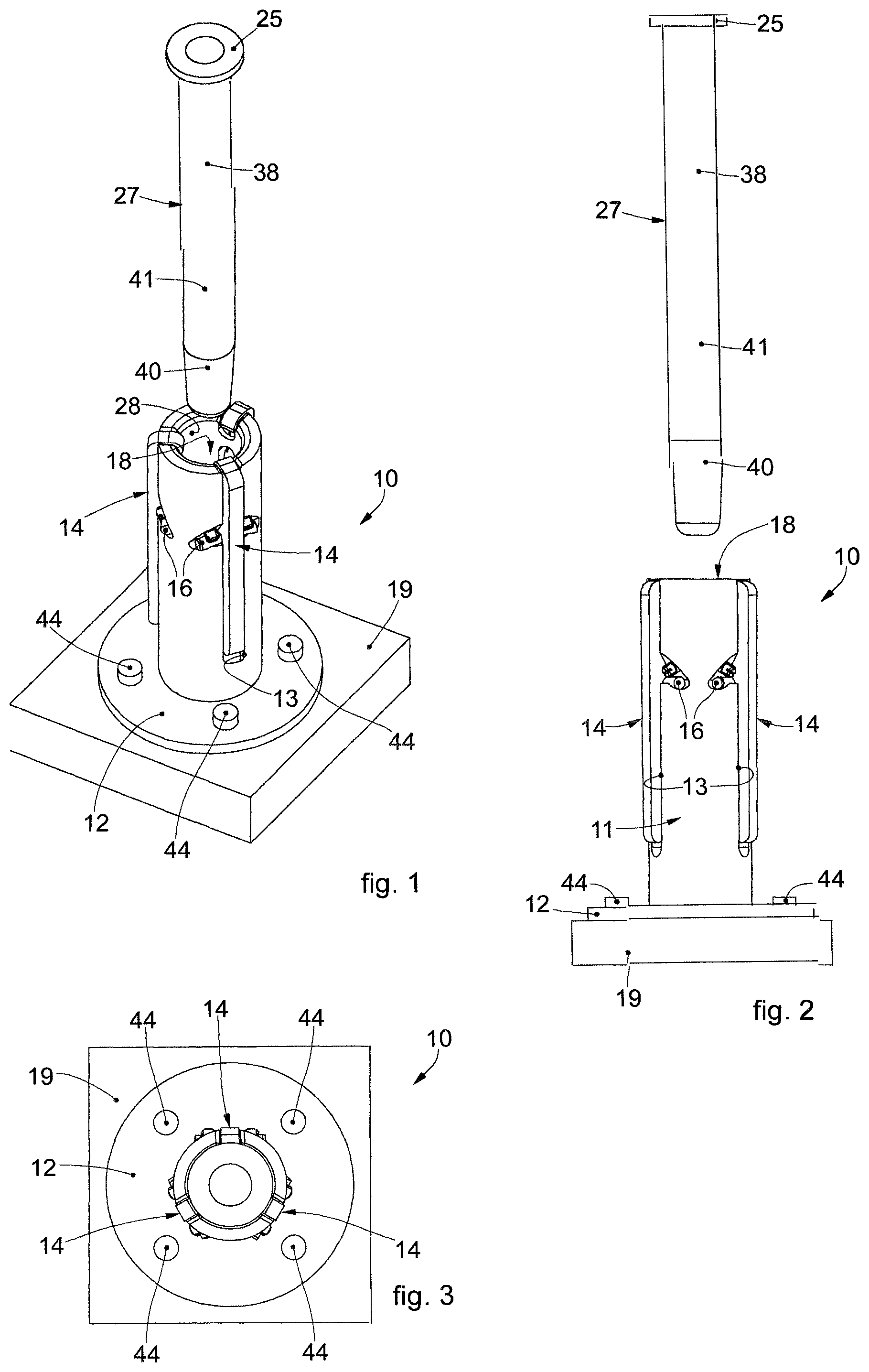 Patent US11815389 — Weighing device with levers for securing a container of weighed substance — Figure 1