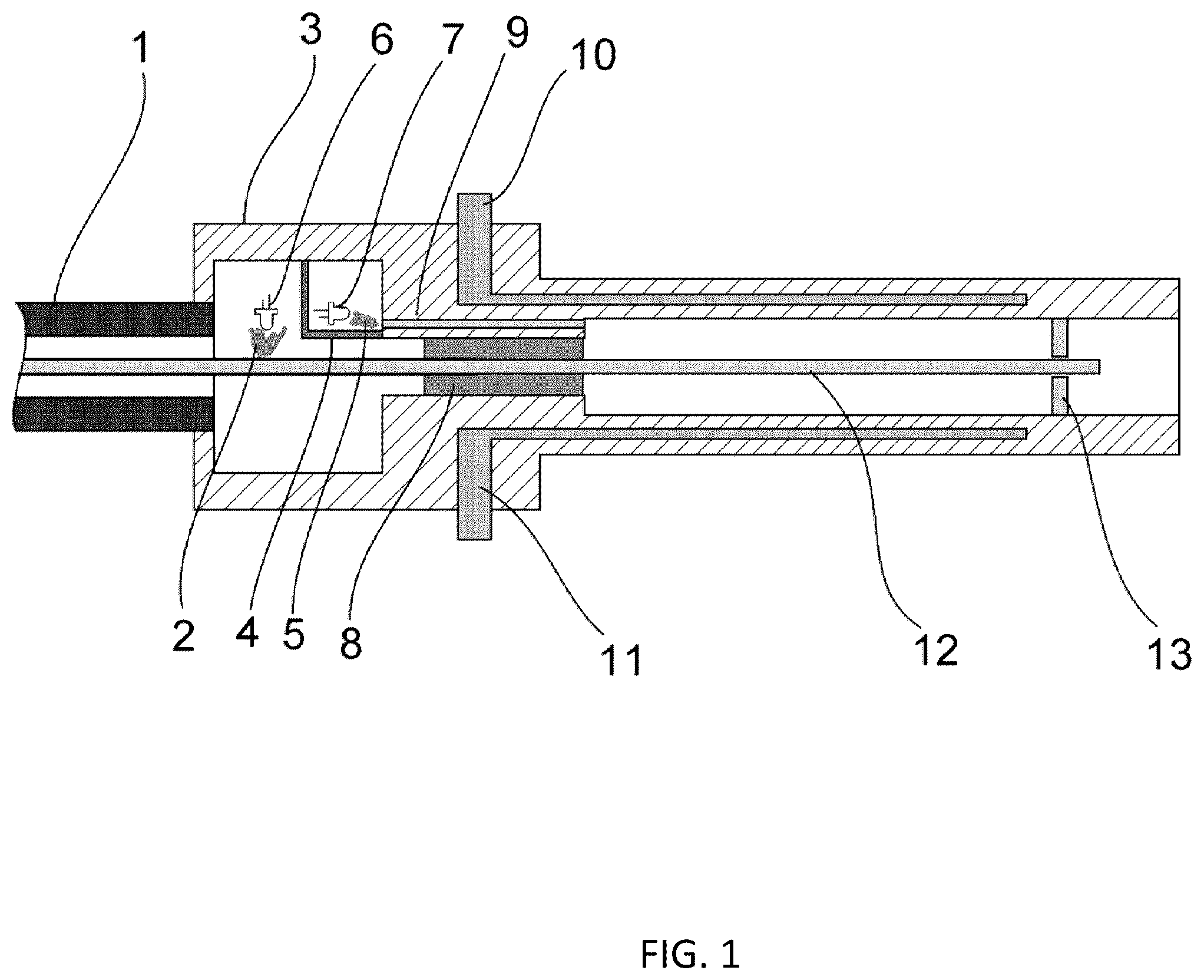 Patent US11815392 — Self-levelling piercing sensor in a light guide cable plug connection — Figure 1