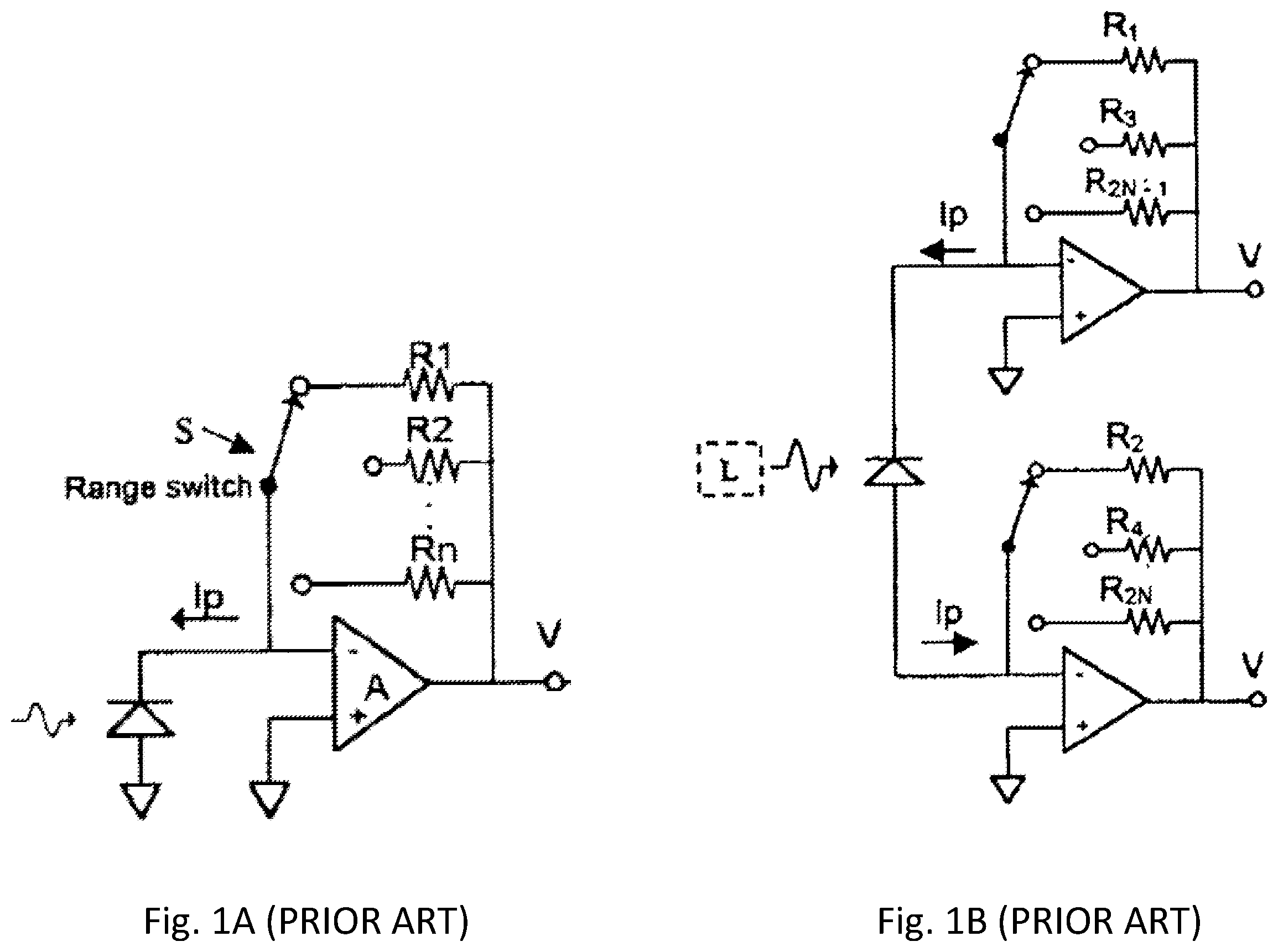 Patent US11815395 — High-dynamic optical power meter comprising plural transimpedance operational amplifiers, a bootstrap circuit to suppress a voltage across a photodiode detector and a compensation circuit — Figure 1