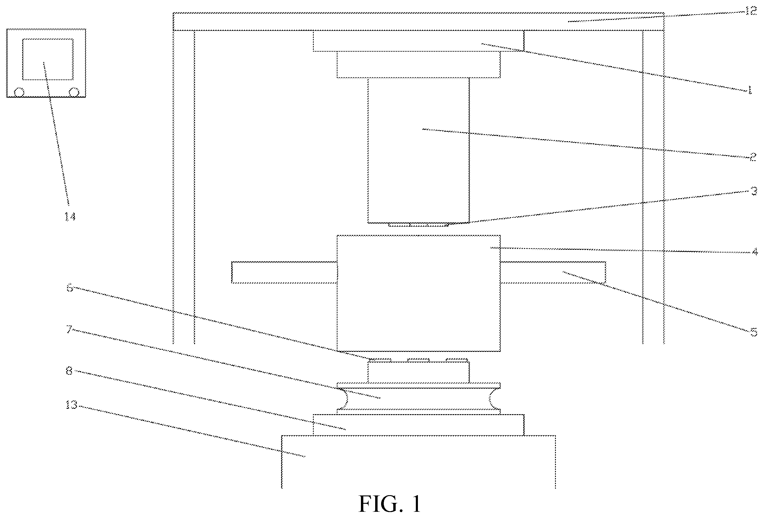 Patent US11815423 — Piston press system and test method for predicting roll service life of high-pressure grinding rolls — Figure 1