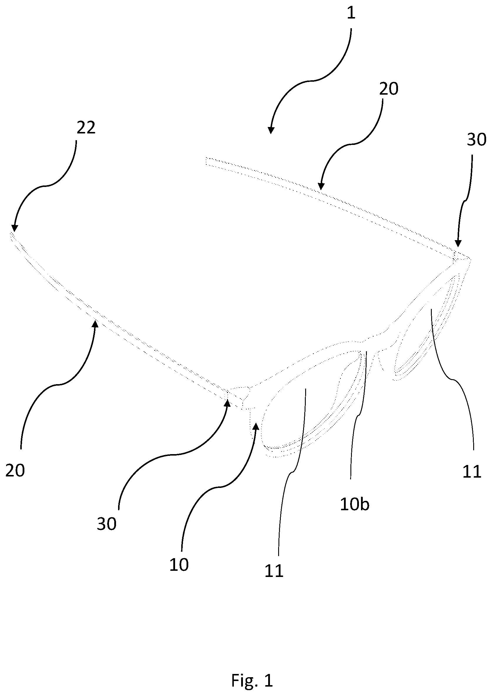 Patent US11815743 Figure 1 – Hinged spectacle frame
