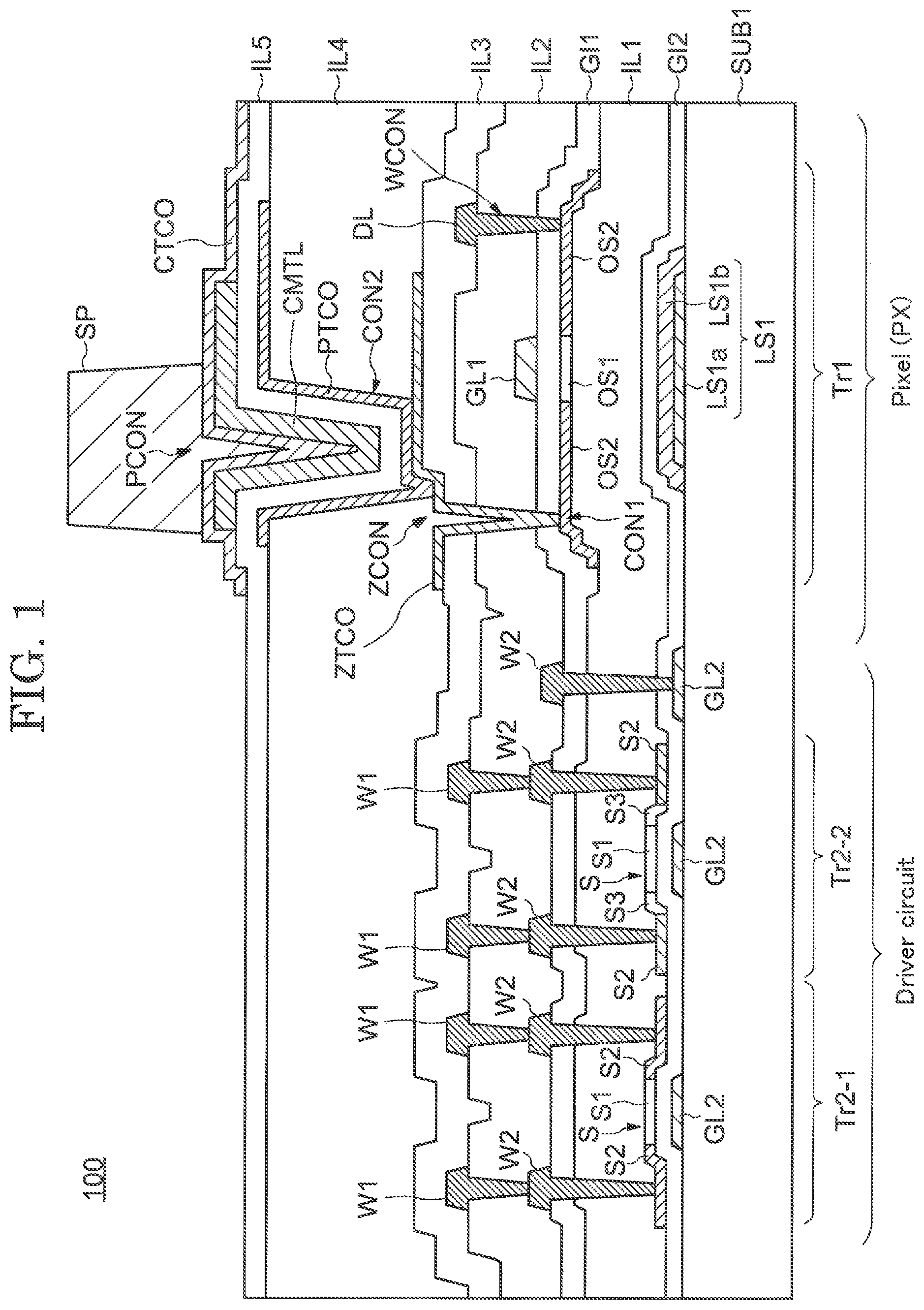 Patent US11815770 — Display device and array substrate — Figure 1