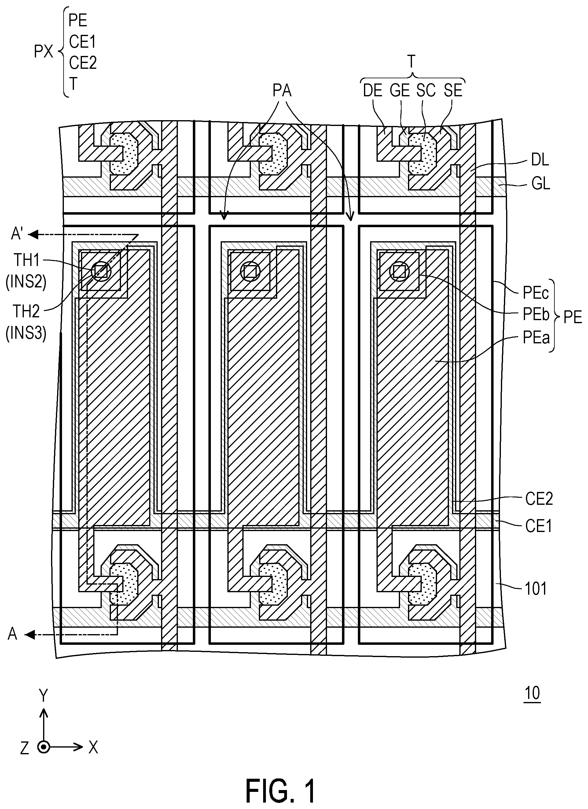Patent US11815771 — Display panel and manufacturing method thereof — Figure 1