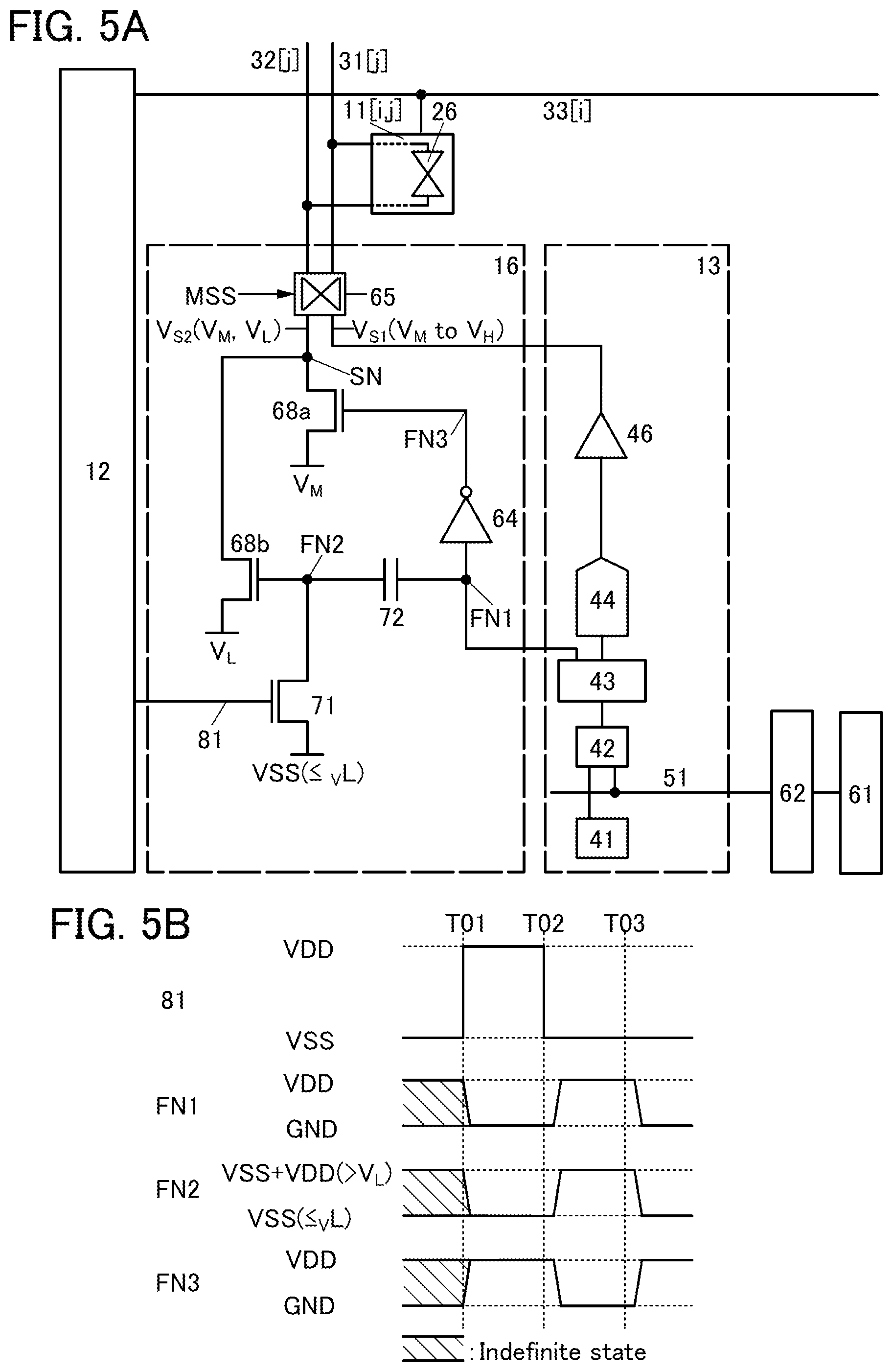 Patent US11815775 Figure 5 – Display apparatus having pixels connected to first and second wirings set to different potentials