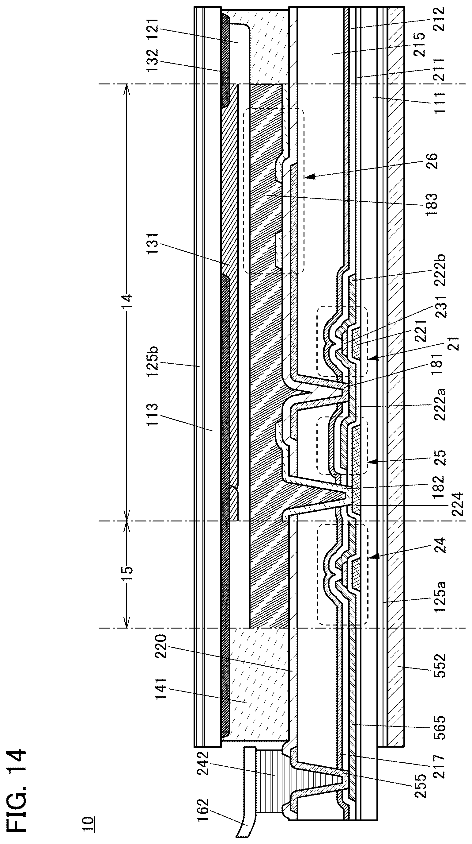 Patent US11815775 Figure 14 – Display apparatus having pixels connected to first and second wirings set to different potentials