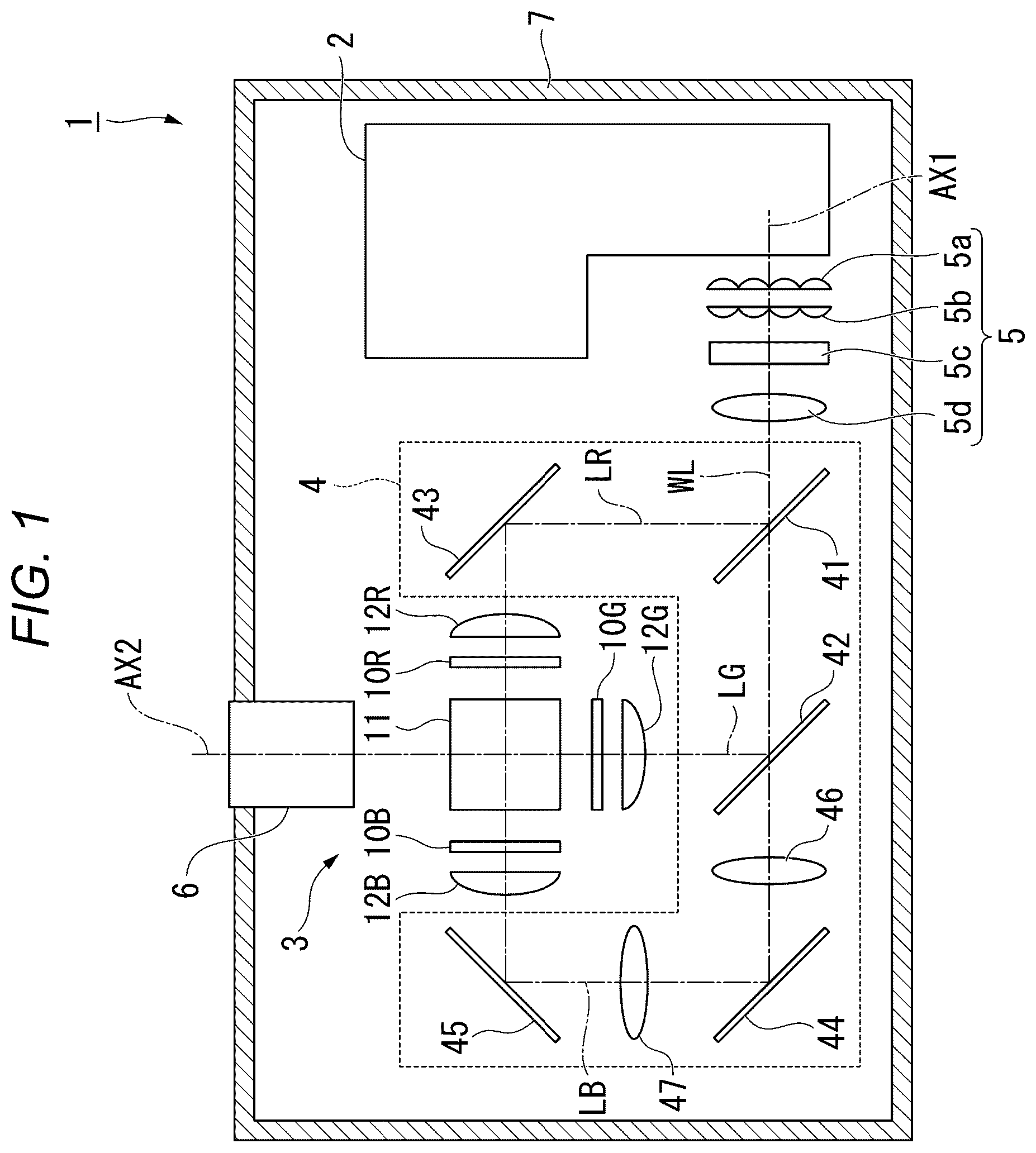 Patent US11815797 — Light source device and projector — Figure 1