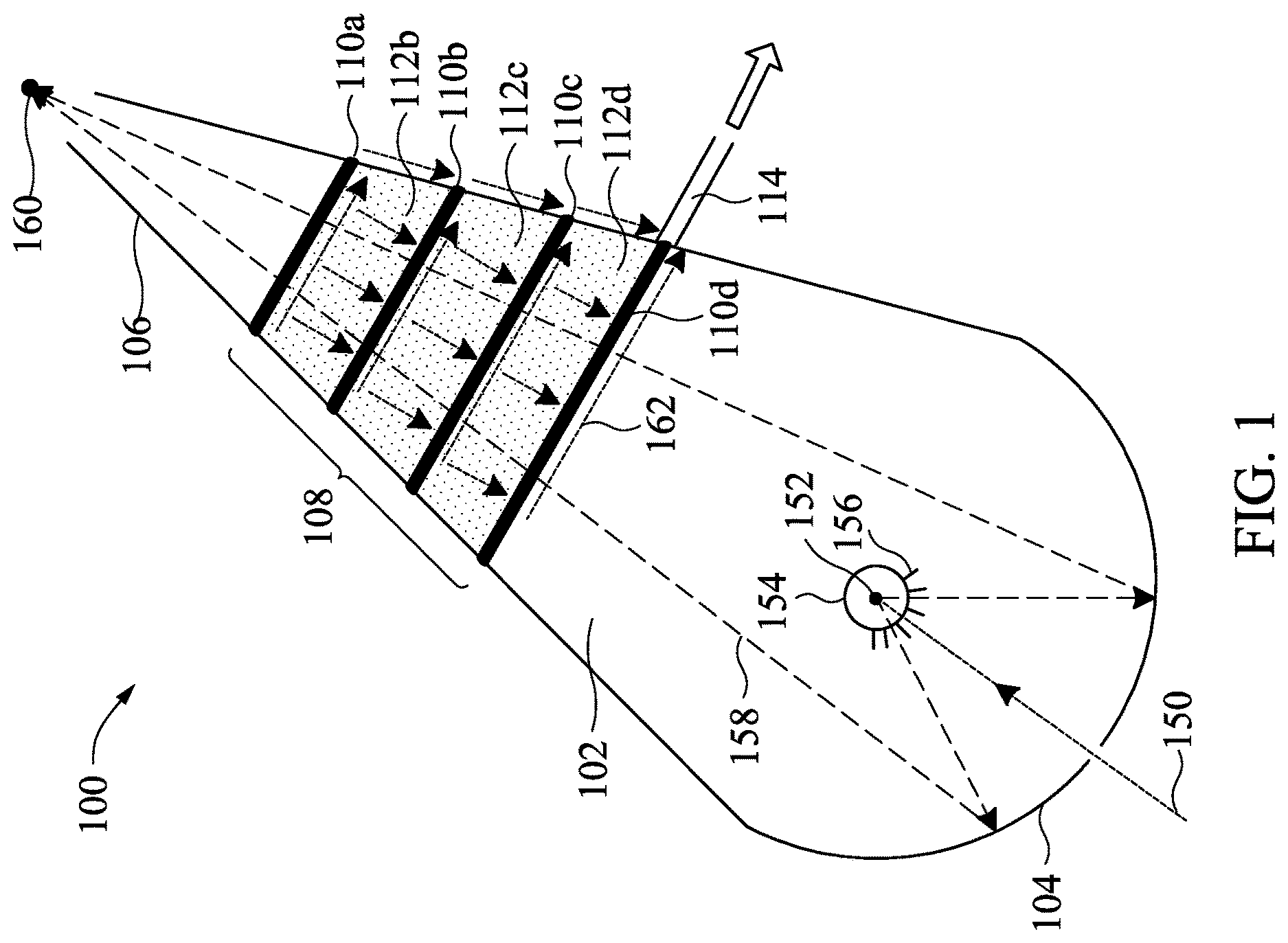 Patent US11815821 — Module vessel with scrubber gutters sized to prevent overflow — Figure 1