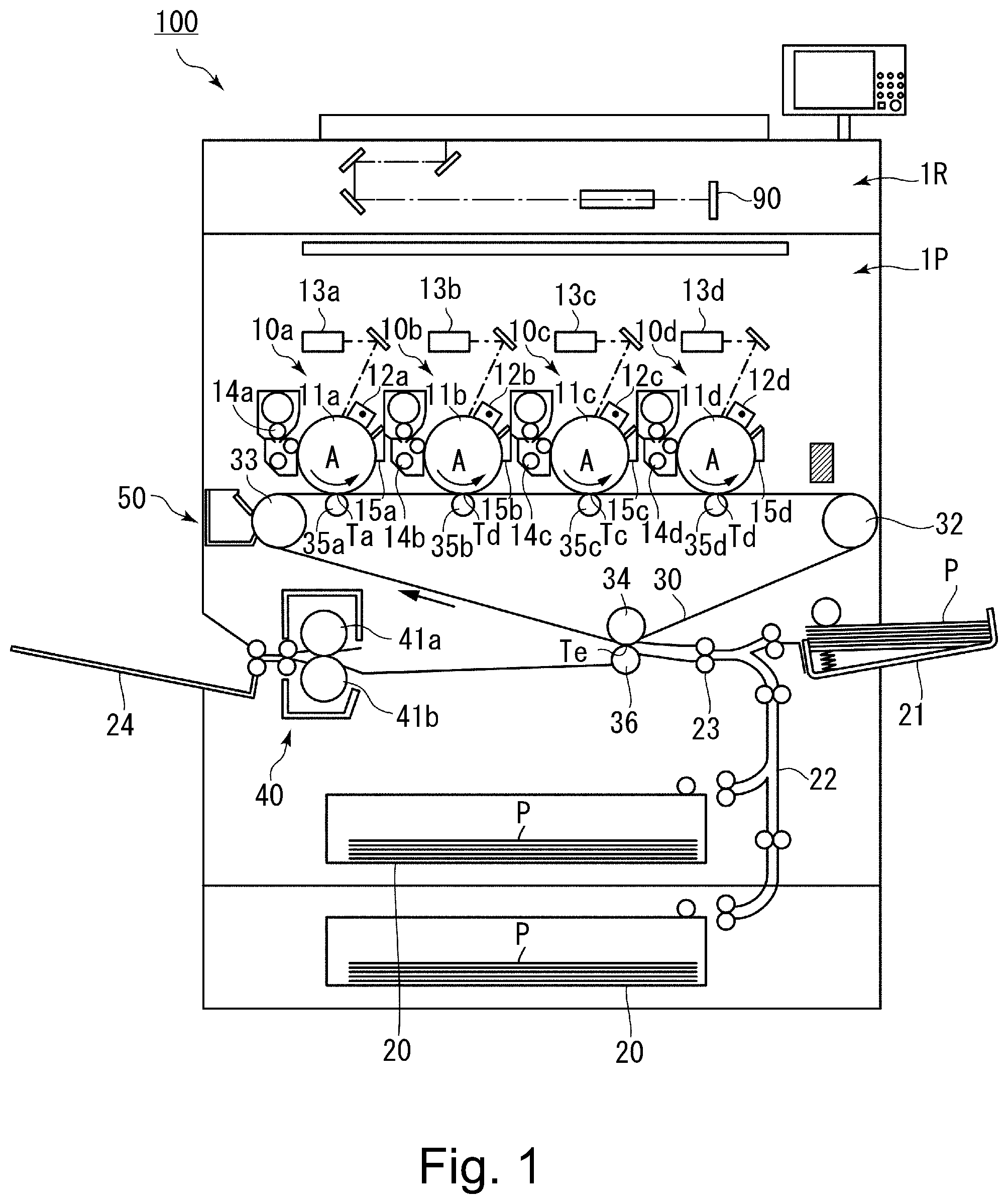 Patent US11815828 — Developing device — Figure 1