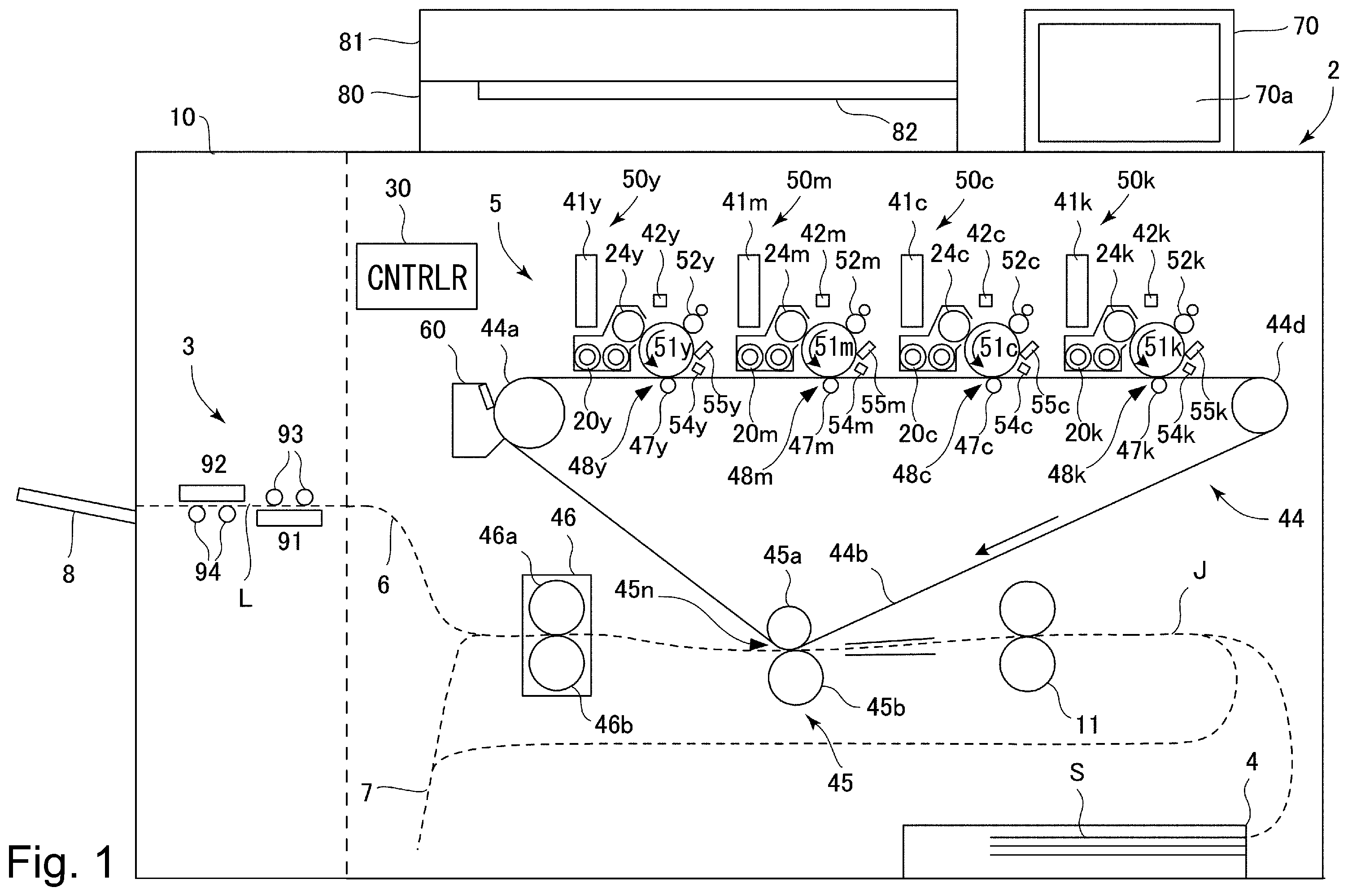 Patent US11815836 — Image forming apparatus using test chart in two-sided printing — Figure 1
