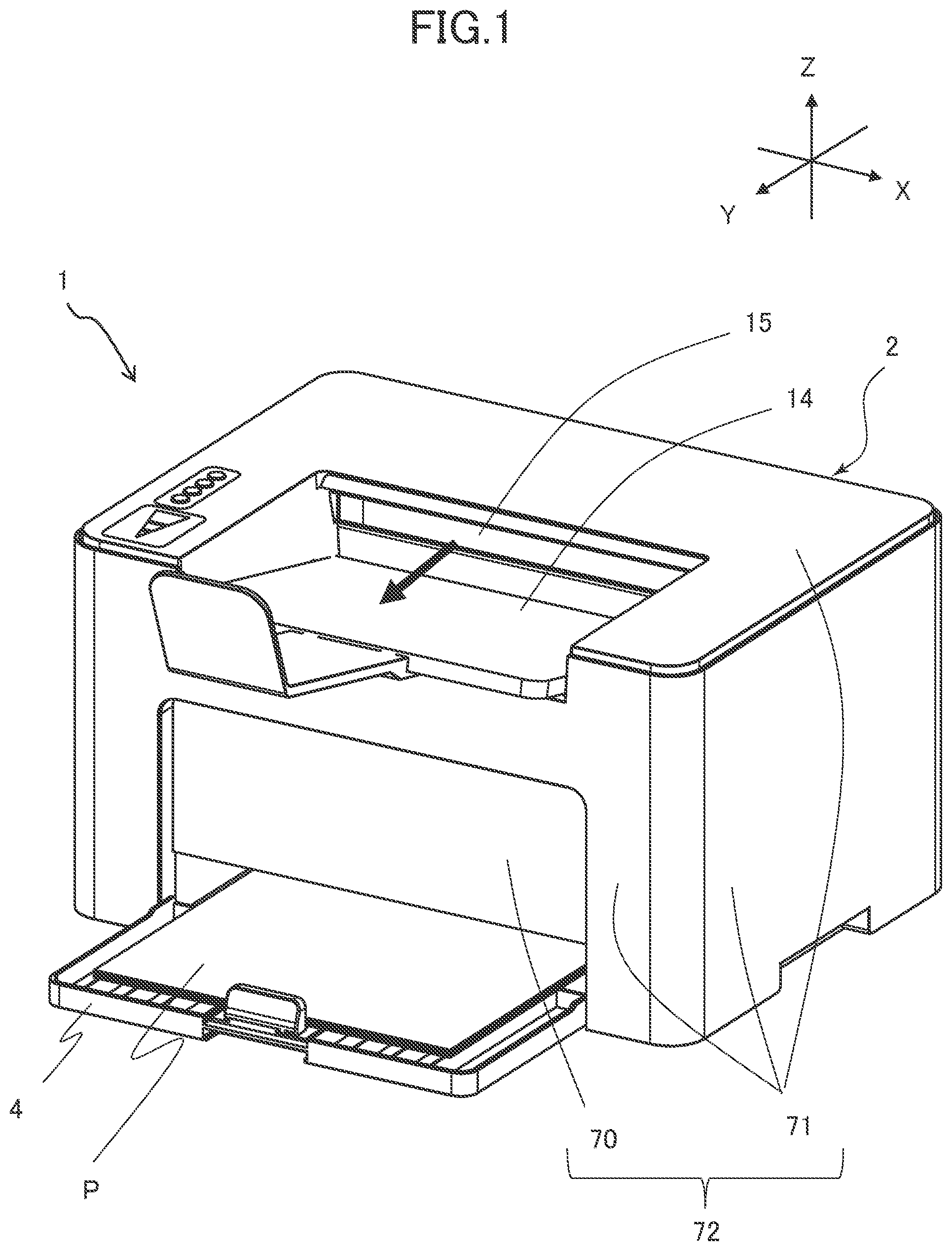 Patent US11815844 Figure 1 – Image forming apparatus including a detachable unit with positioning portions