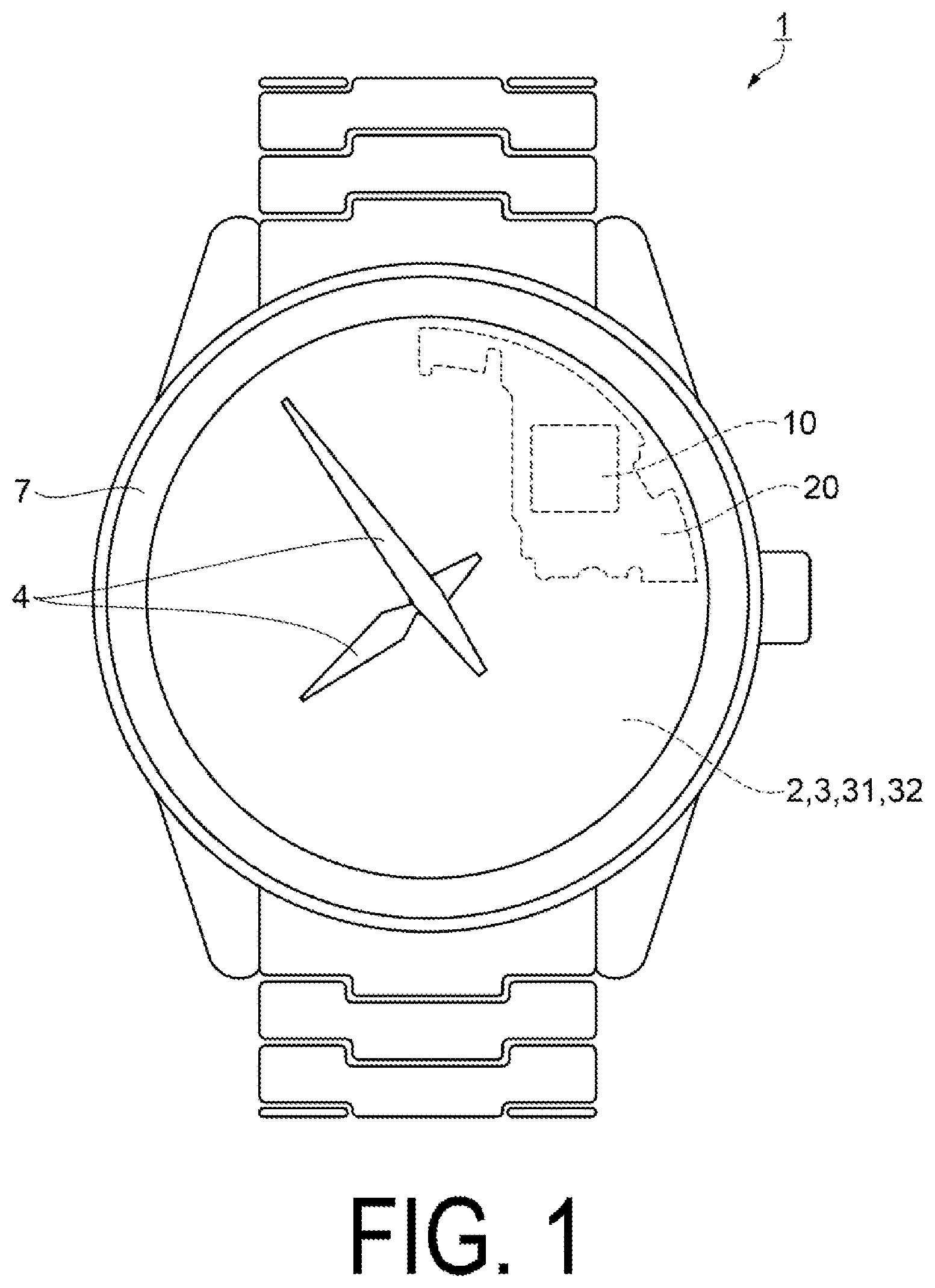 Patent US11815859 — Electronic watch — Figure 1