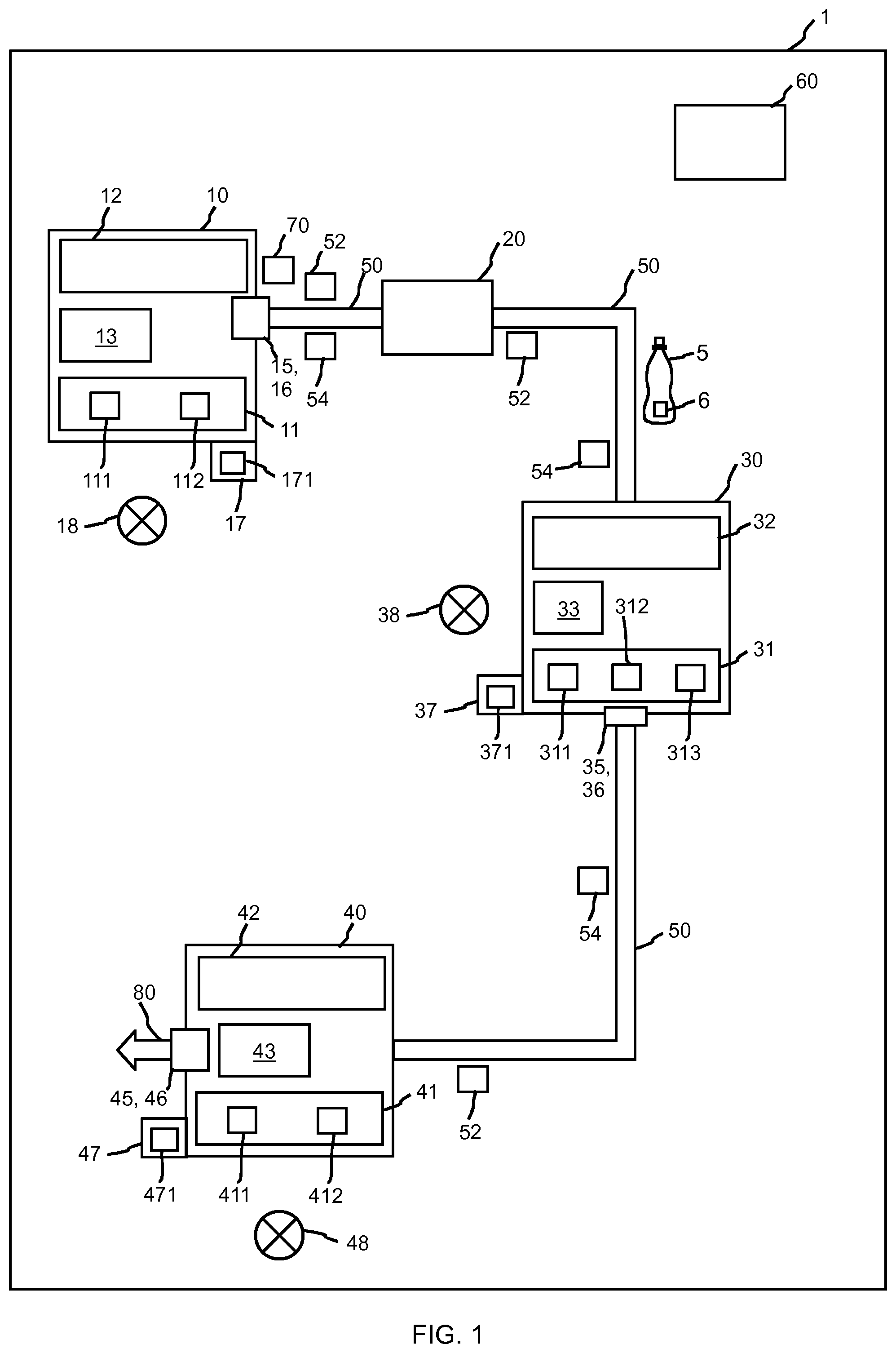 Patent US11815878 — Container-processing system and method having safety-oriented management of settings for a container-processing system — Figure 1