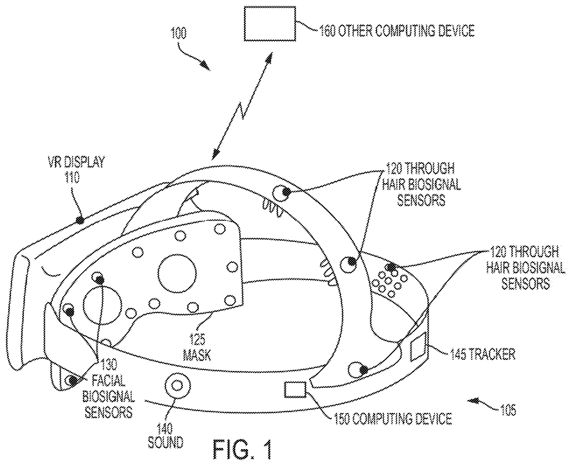 Patent US11815951 — System and method for enhanced training using a virtual reality environment and bio-signal data — Figure 1