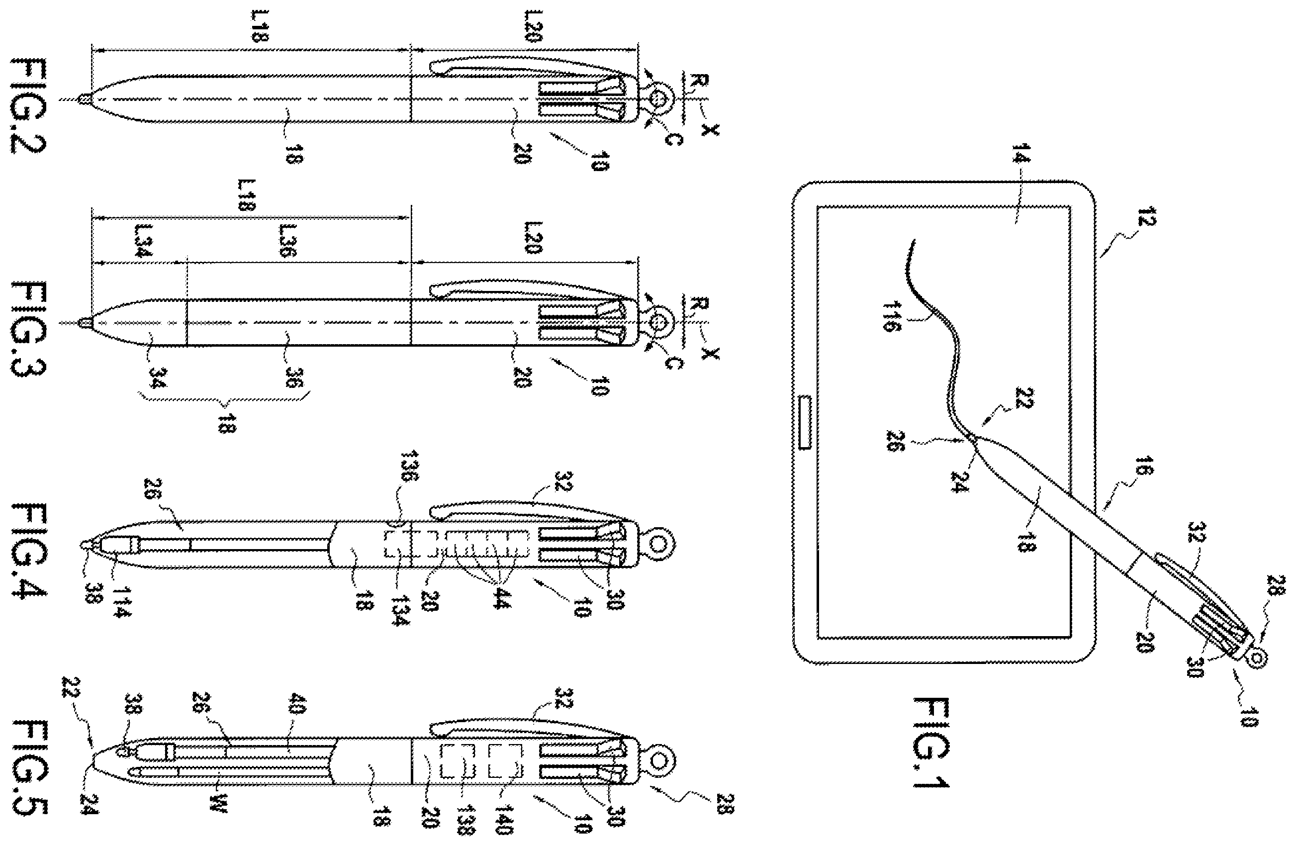 Patent US11815968 — Stylus for a touchscreen — Figure 1