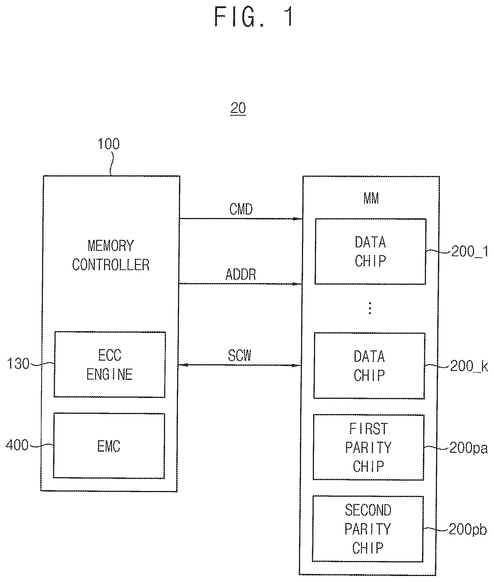 Patent US11815997 — Memory controllers, memory systems, and memory modules — Figure 1