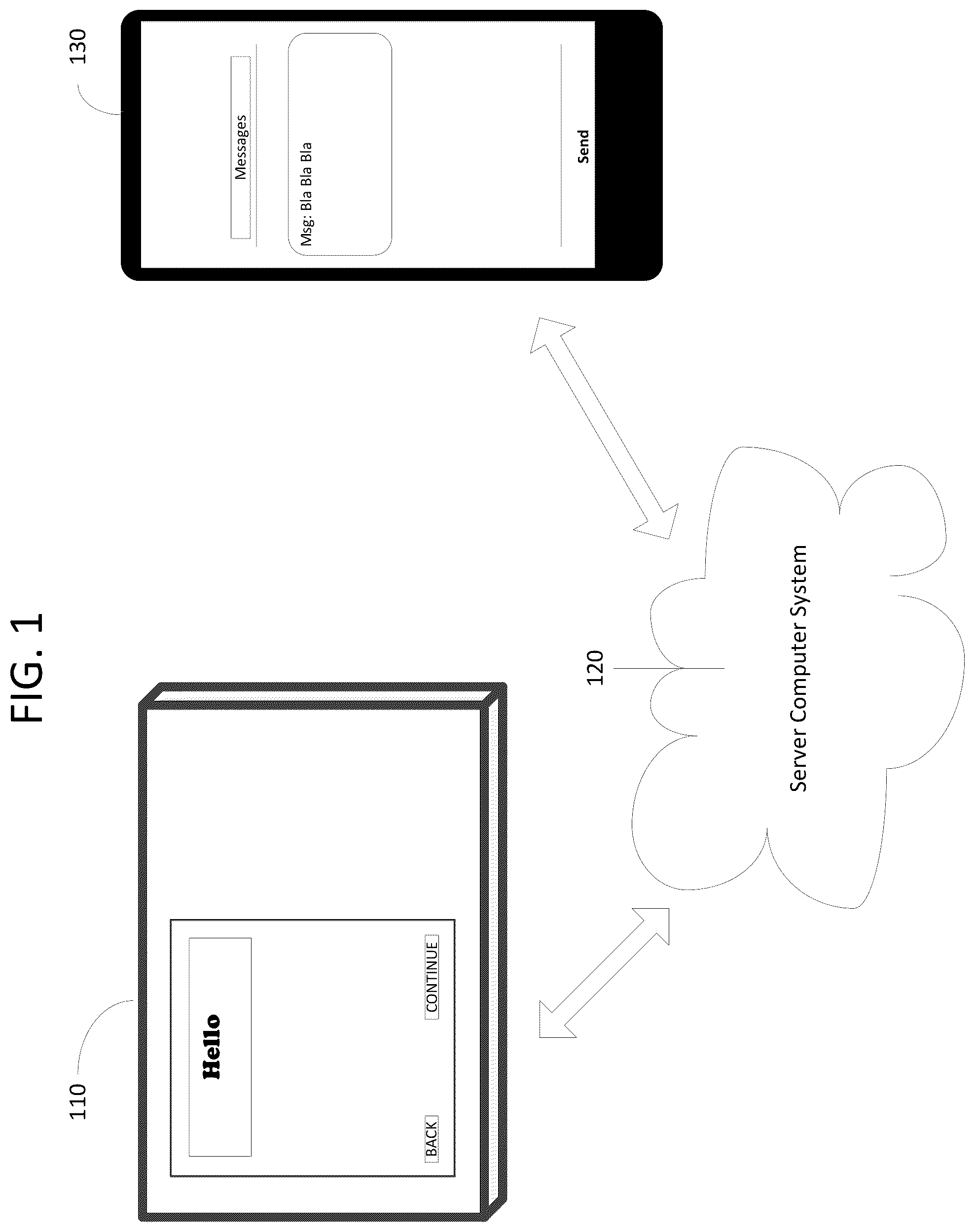 Patent US11818218 Figure 1 – System, method, and computer-readable storage medium that establish a communication path between a mobile device and a non-mobile device
